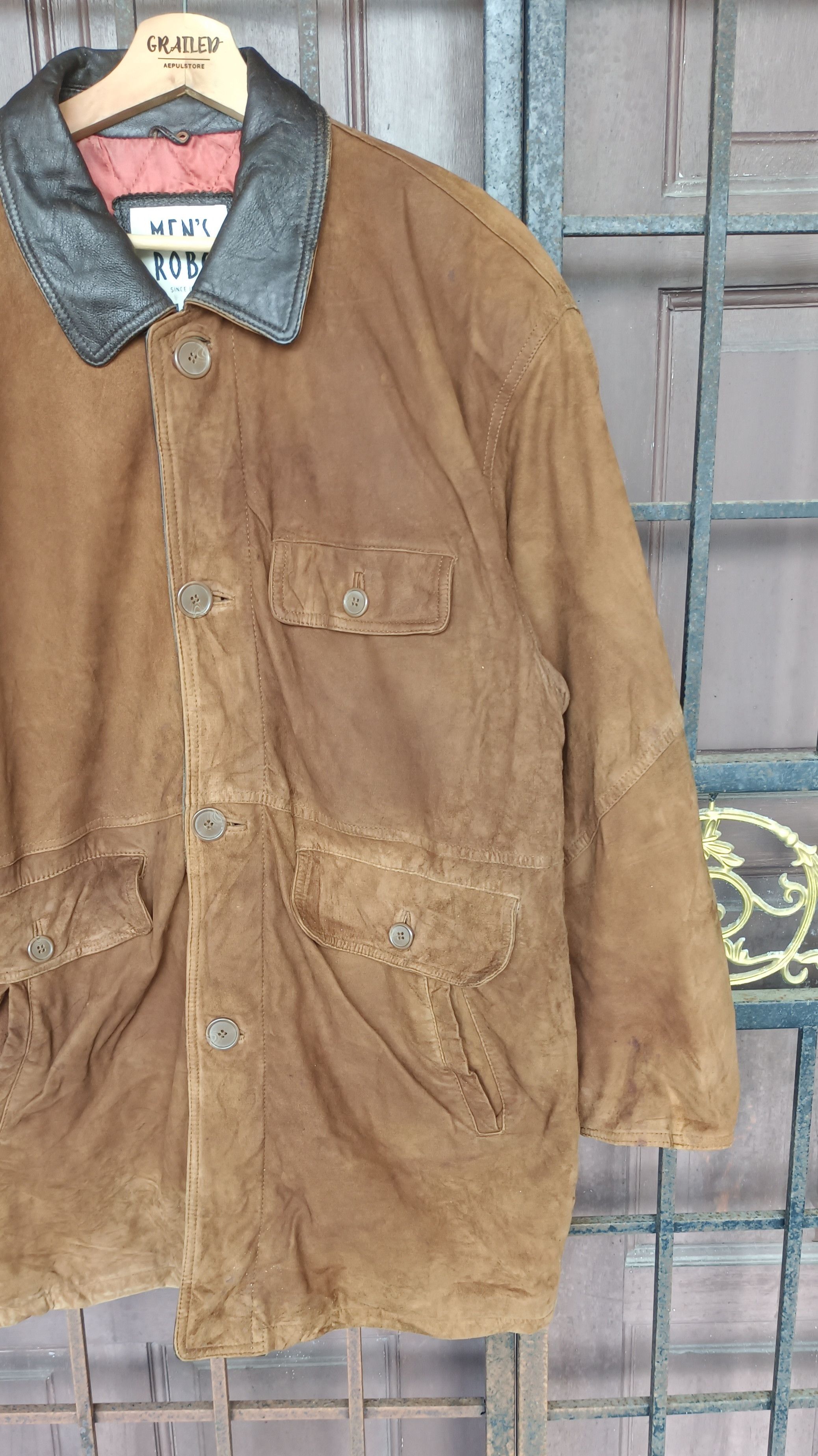 Japanese Brand Mens Robo Sueded Leather Lined Jacket Size US L / EU 52-54 / 3 - 5 Thumbnail