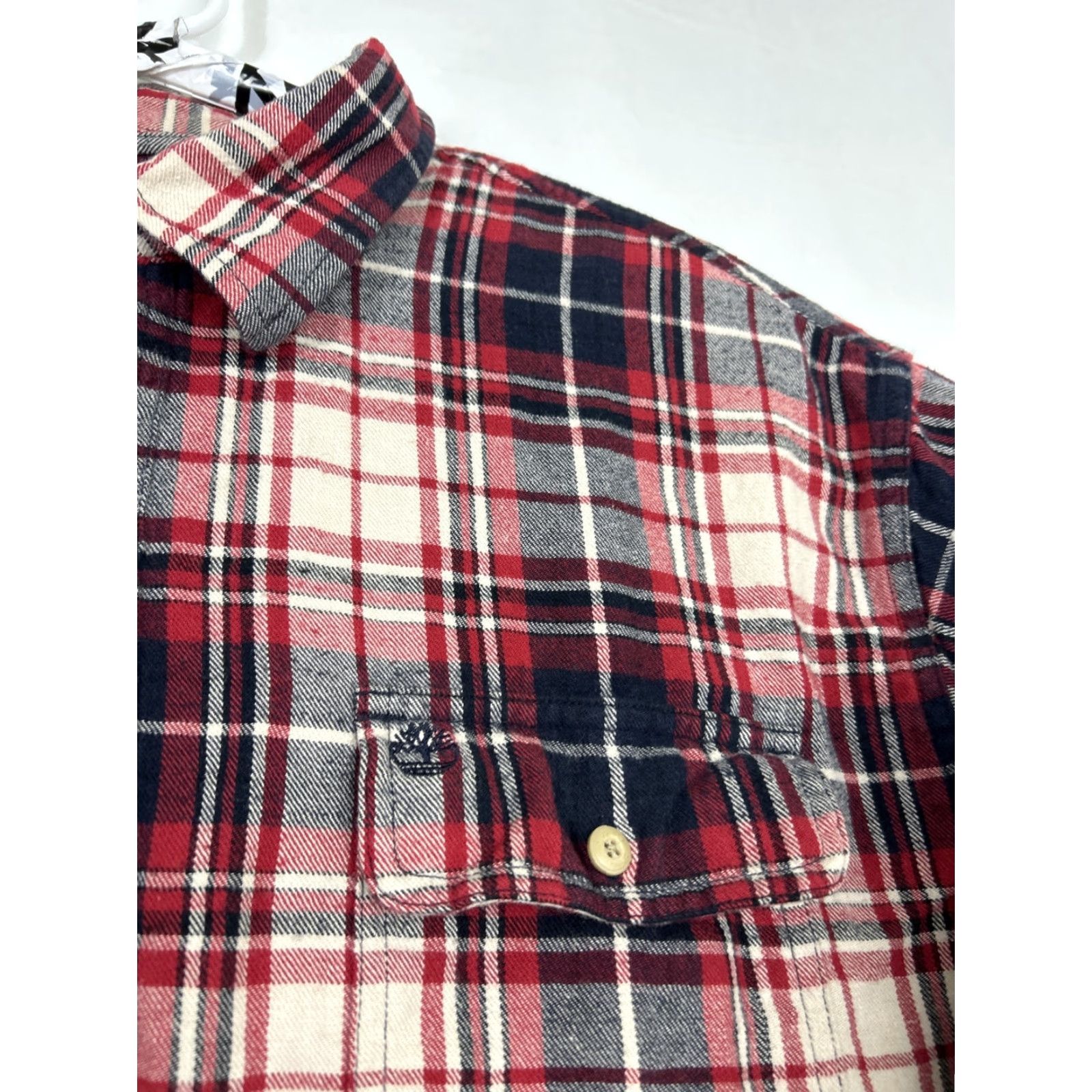 Timberland Timberland Mens XL Button-Up Flannel Shirt Plaid Red White Blue Long Sleeve Size US XL / EU 56 / 4 - 6 Thumbnail