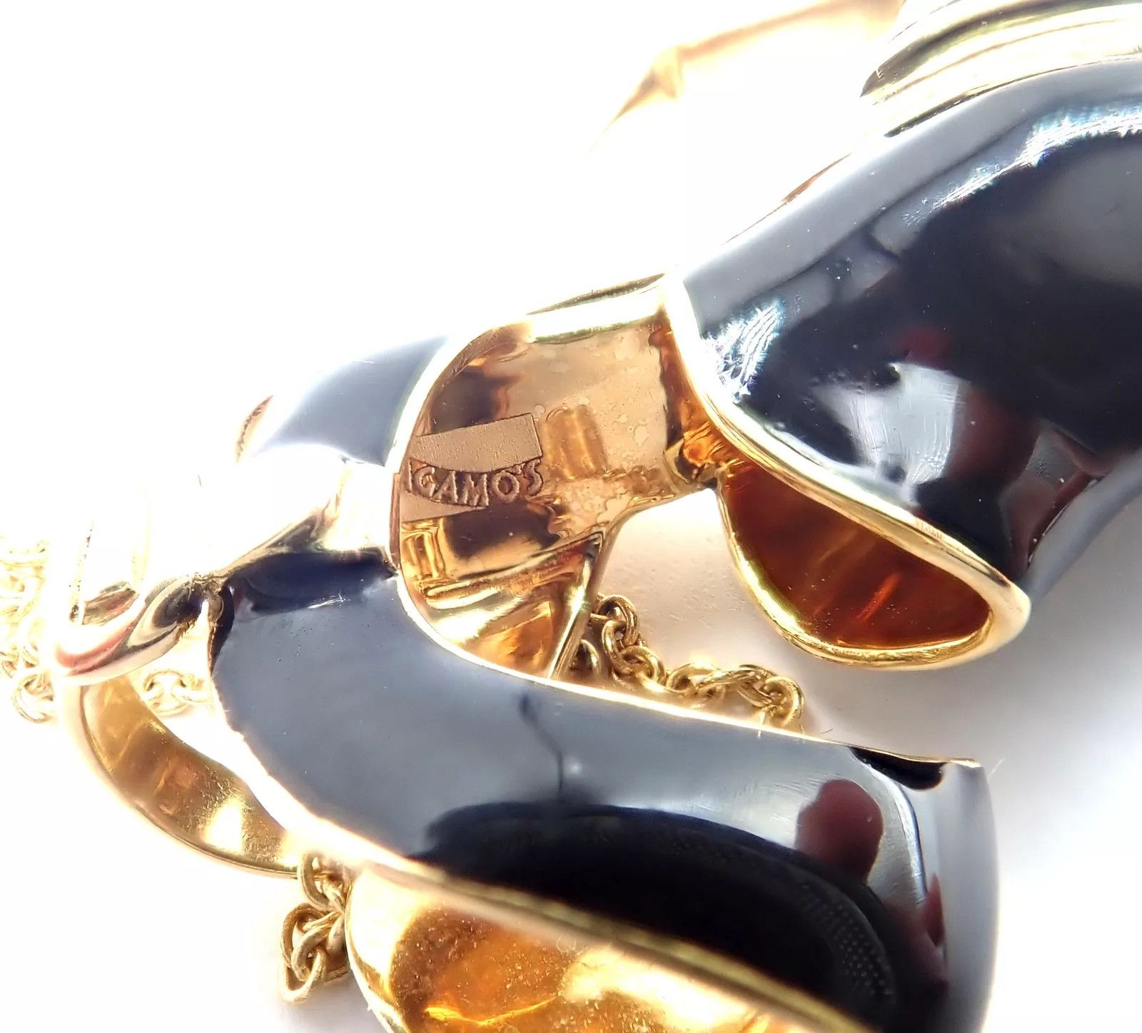 Salvatore Ferragamo 18K Yellow Gold Enamel Shoe Pendant Necklace Size ONE SIZE - 5 Thumbnail