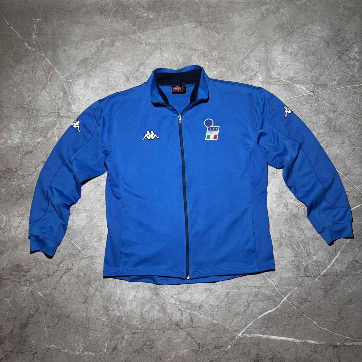 Vintage KAPPA Italy Track Soccer Blue Jacket 2002 World Cup
