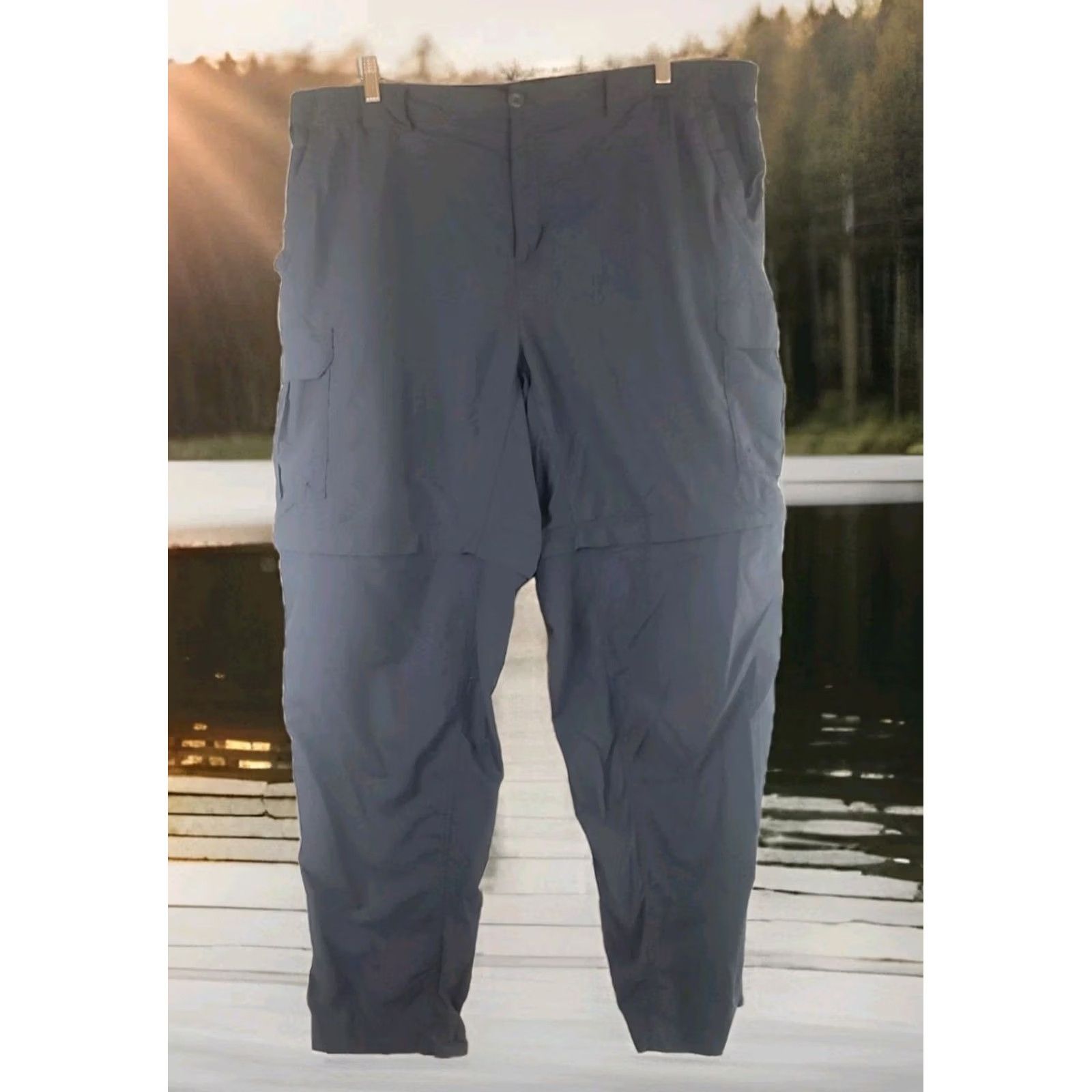 Vintage Columbia Pants Mens 2XLx32 Gray Silver Ridge Utility Convertible Omni Wick 40-42 Size US 39 - 2 Thumbnail
