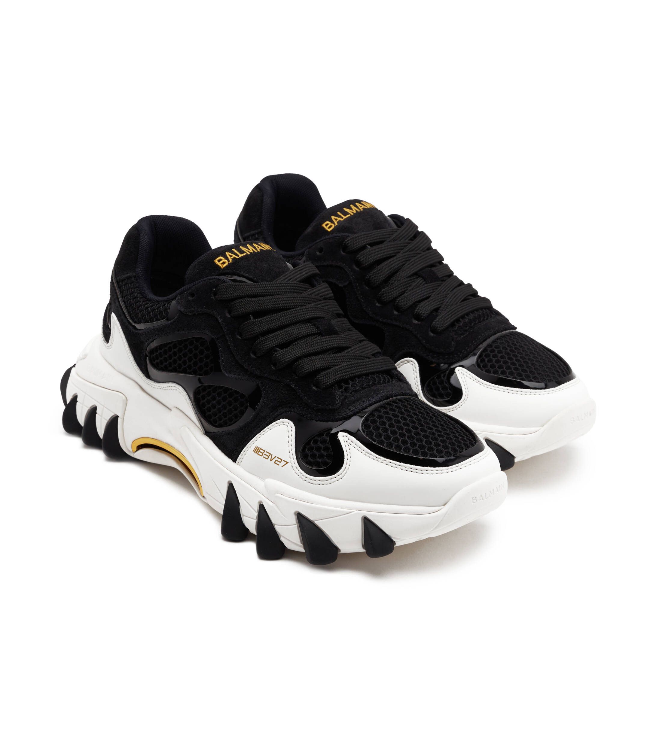 Balmain o1s1wg110425 B-East Low-Top Sneakers in White Black Size US 10 / IT 40 - 6 Thumbnail