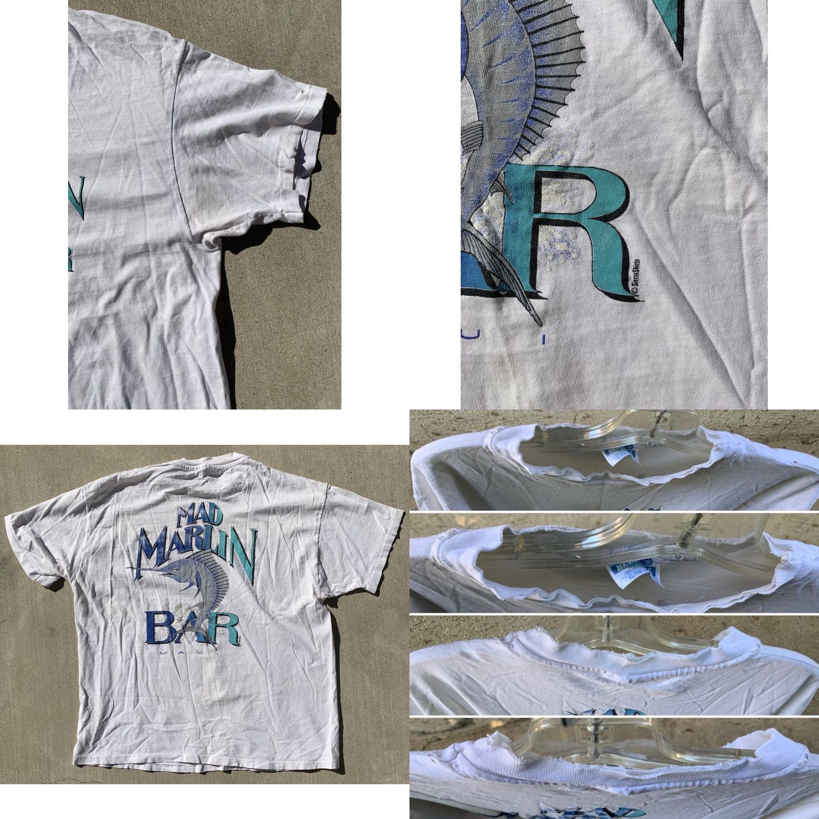Thrasher VINTAGE Maui T Shirt Men XL White Bar Maui Mad Marlin Distressed Holes Thrashed Vintage Shirt Men XL White Hawaiian Fish 90s Size US XL / EU 56 / 4 - 10 Thumbnail