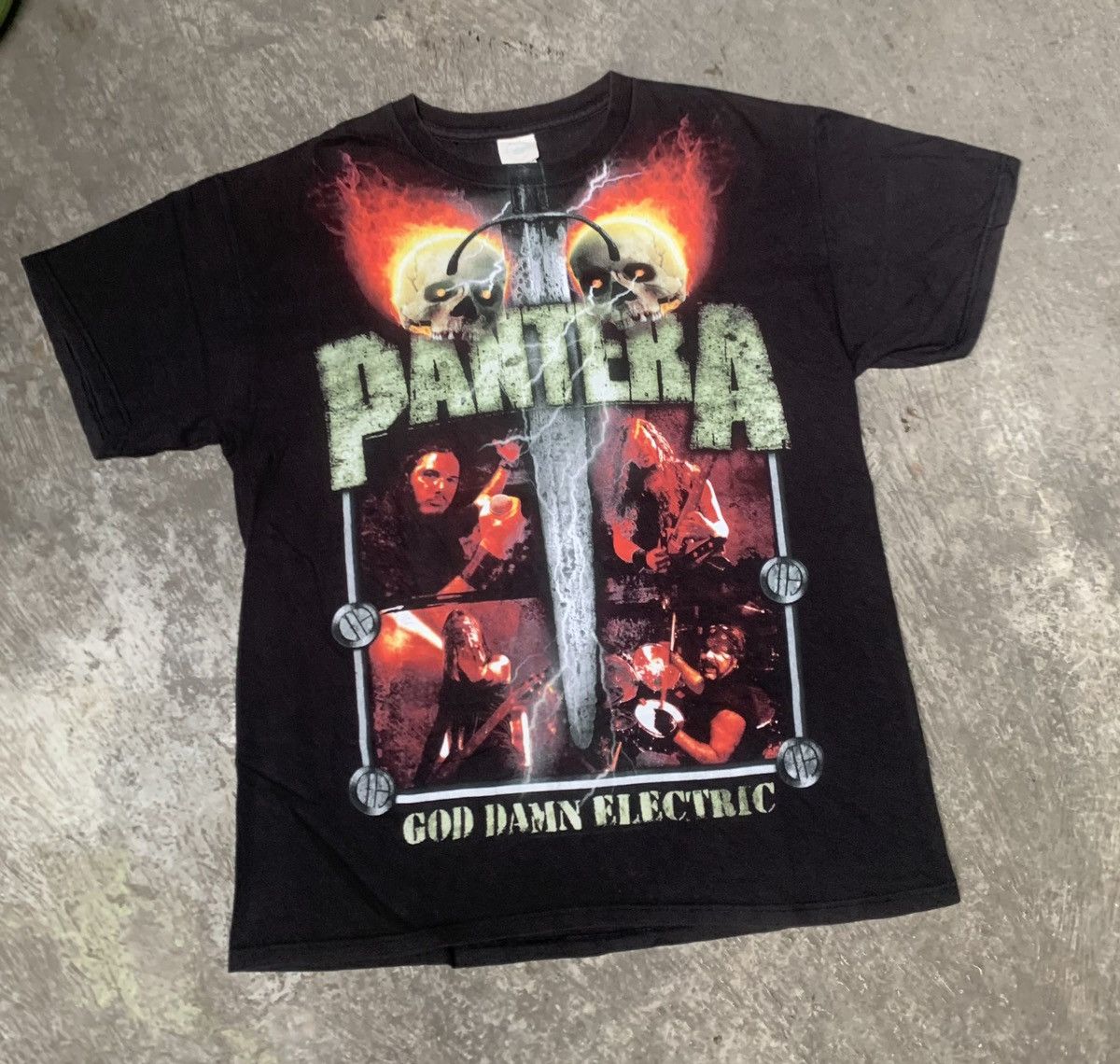 PANTERA Pantera Band T-shirt, Made in the UK, Men's M size cotton black type Vintage Second Hand