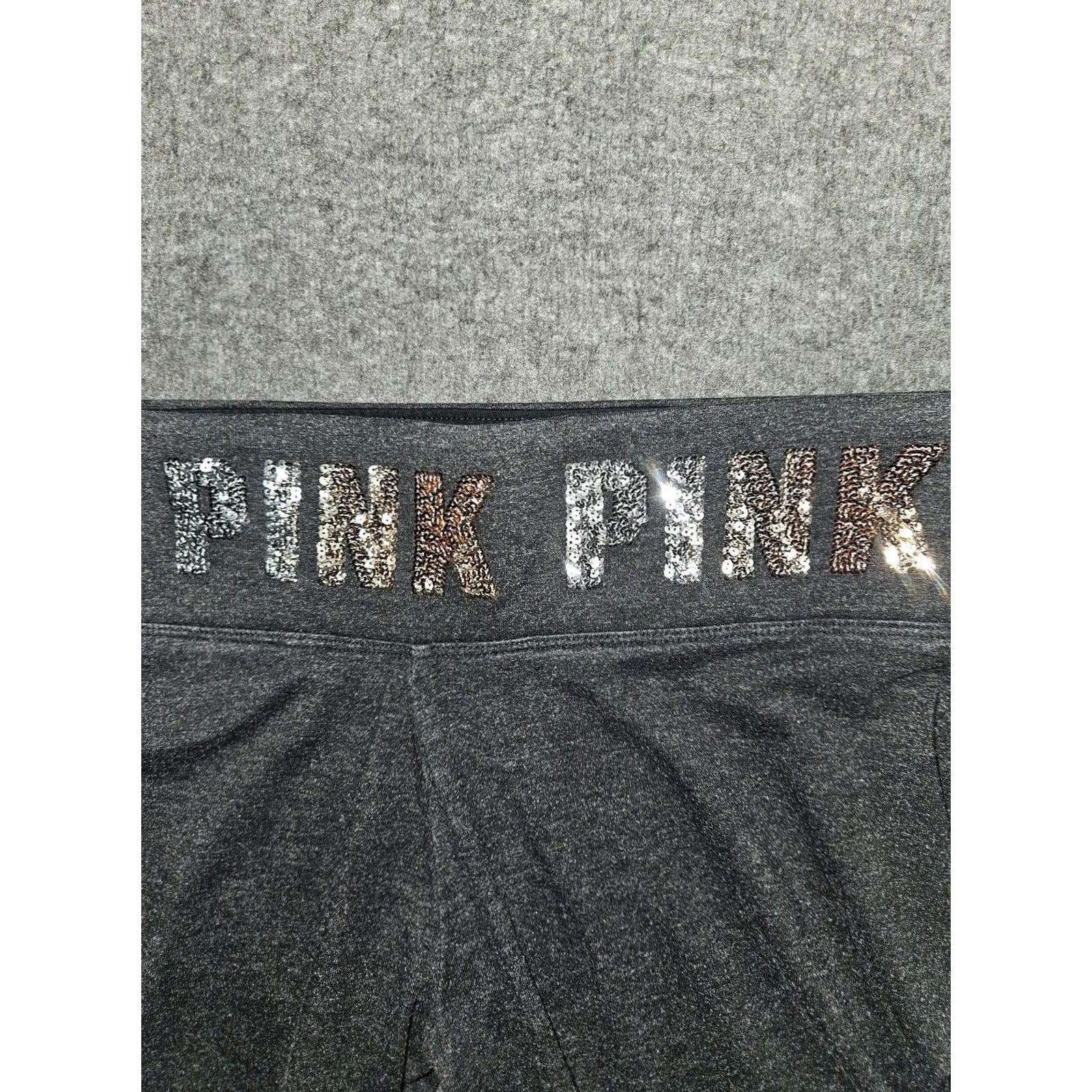Vintage PINK Victoria's Secret Yoga Leggings Womens Small Gray Sequin Waist Athletic Gym Size 28" / US 6 / IT 42 - 6 Thumbnail