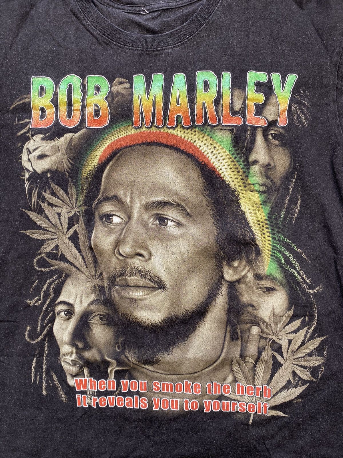 Bob Marley × Designer × Vintage Vintage Bob Marley Men’s Black T-shirt With Big Logo Medium Size US M / EU 48-50 / 2 - 4 Thumbnail