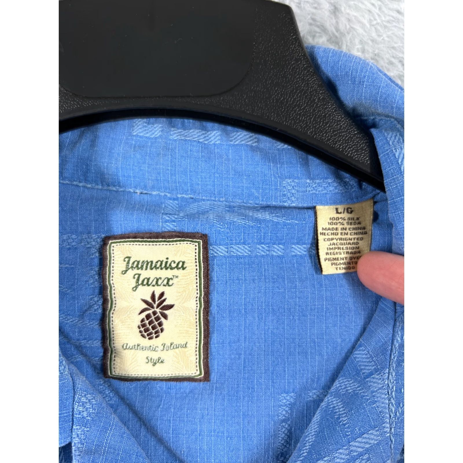 Vintage Jamaica Jaxx Shirt Men Large Blue Palm Tree Pattern 100% Silk Button Hawaiian Size US L / EU 52-54 / 3 - 7 Thumbnail