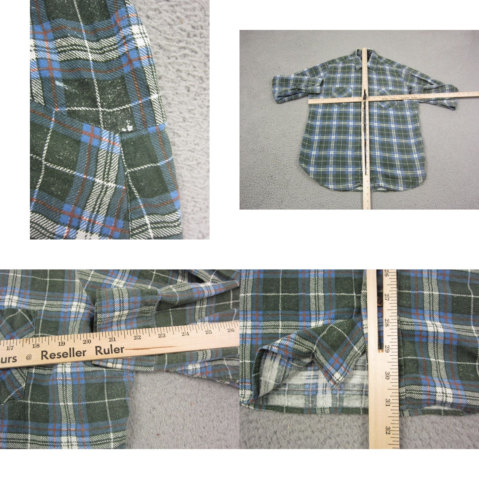 JCPenney VINTAGE The Mens Shop Shirt Mens LT Green Plaid Flannel Button-Up Size US L / EU 52-54 / 3 - 8 Thumbnail