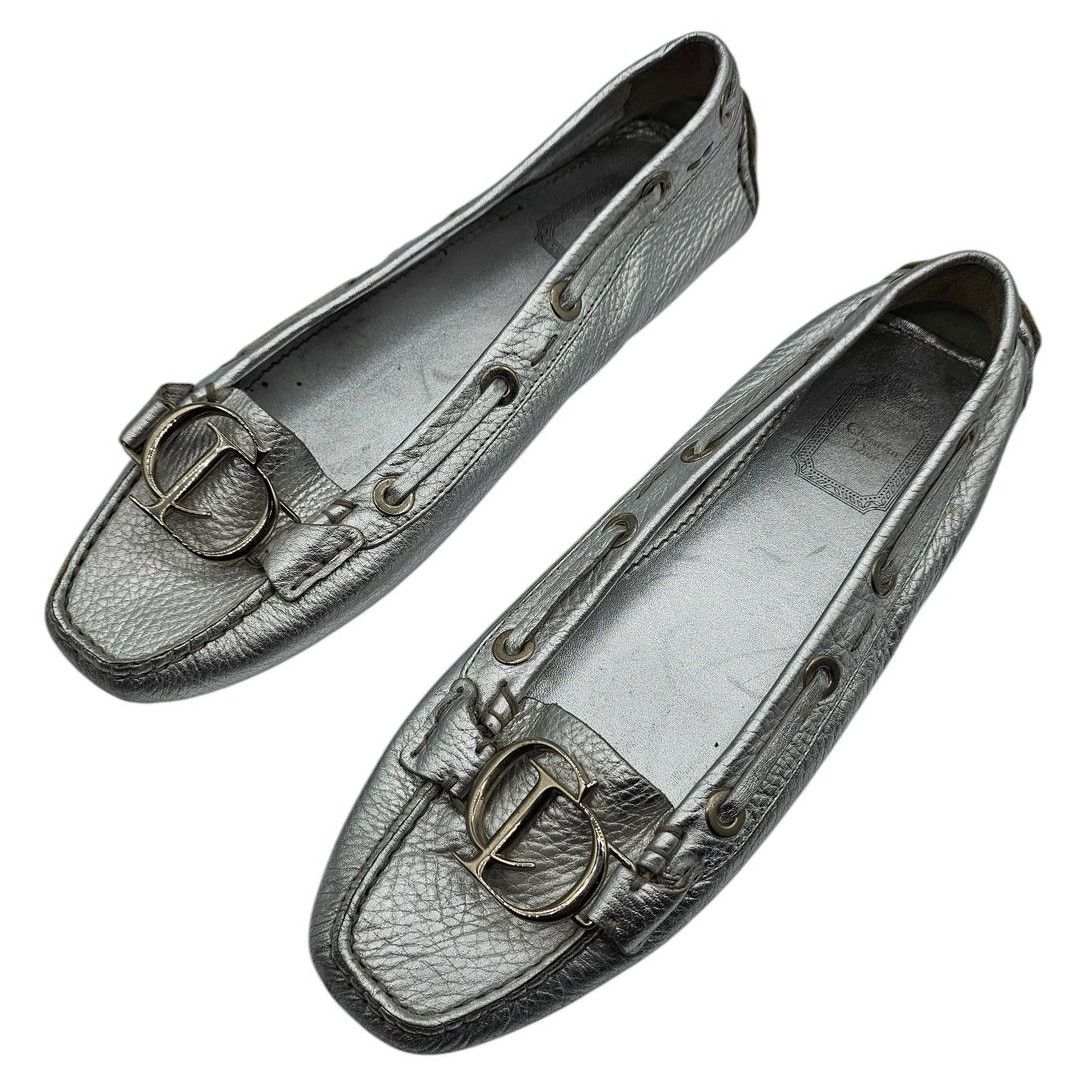 Dior Christian Dior Silver Leather Slip On Driving Loafers Sz 39 Size US 9 / IT 39 - 1 Thumbnail