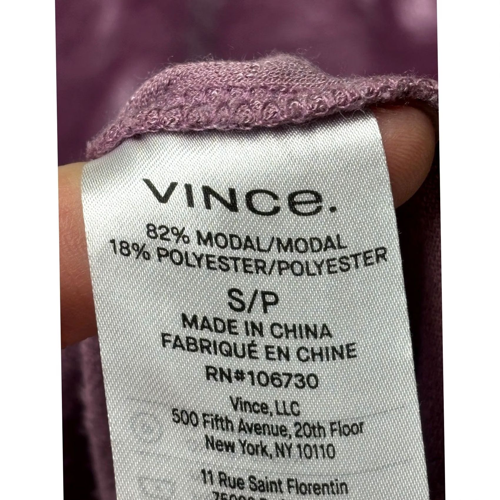 Vince Vince Velvet Long Sleeve Crew Neck Top Modal Blend S Purple Women Blouse Velvet Size S / US 4 / IT 40 - 3 Thumbnail