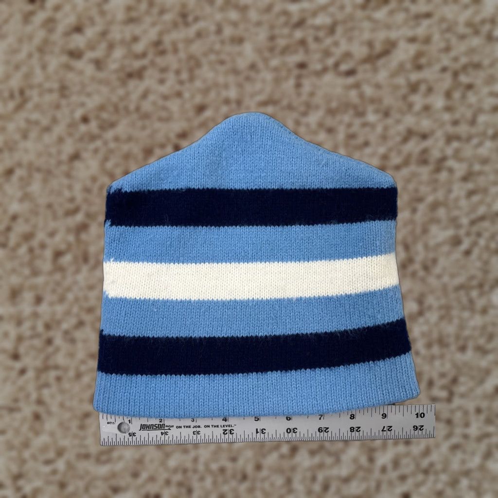 Vintage Beanie Toque Adult One Size Blue White Stripe Acrylic Ski Hat Size ONE SIZE - 1 Thumbnail