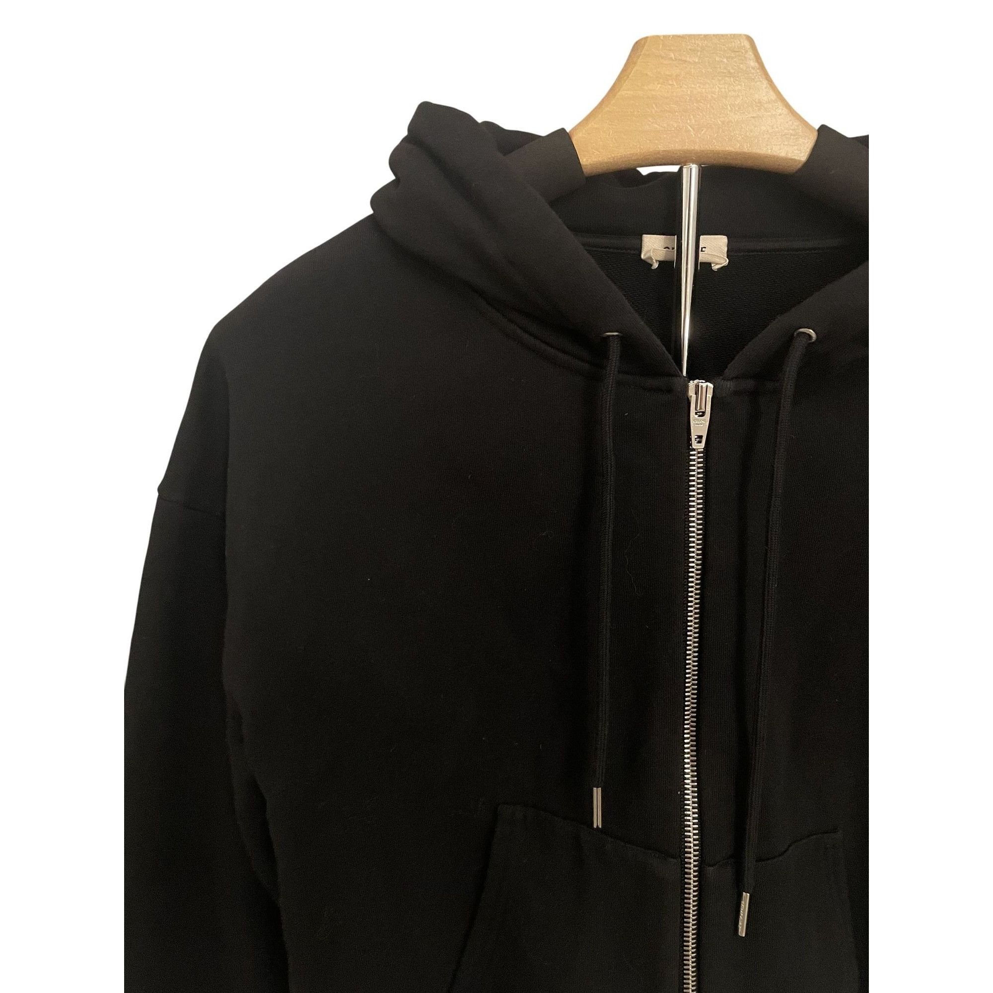 Celine Celine Black Zip-Up Hoodie With Drawstring Hood & Pocket Det Size S / US 4 / IT 40 - 3 Thumbnail