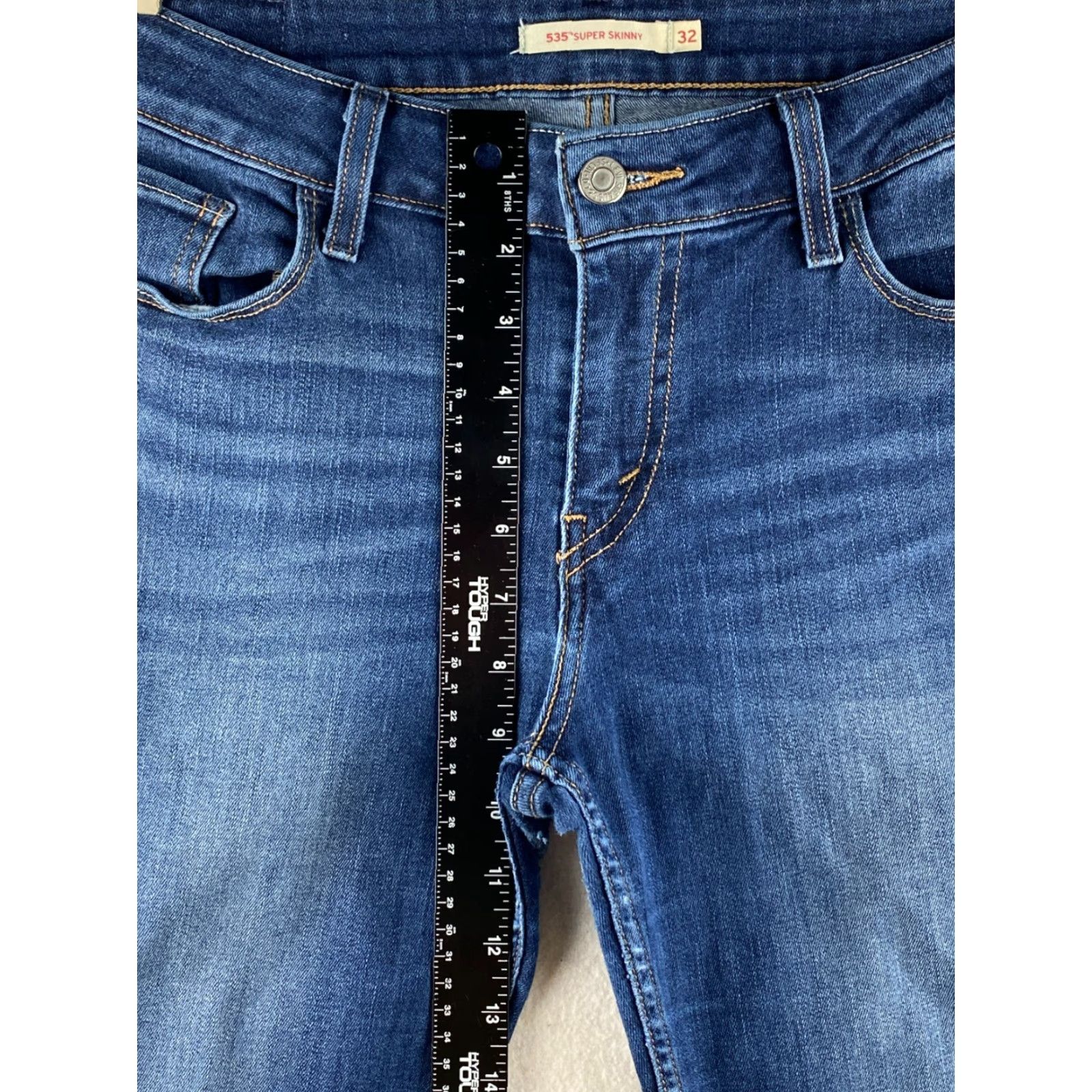 Levi's Levi's 525 Jeans Women 5-Pocket Denim Skinny Blue Dark Wash 32 Regular Stretch Pockets Logo Belt Loops Mid Rise Size 24" / US 00 / IT 34 - 4 Thumbnail