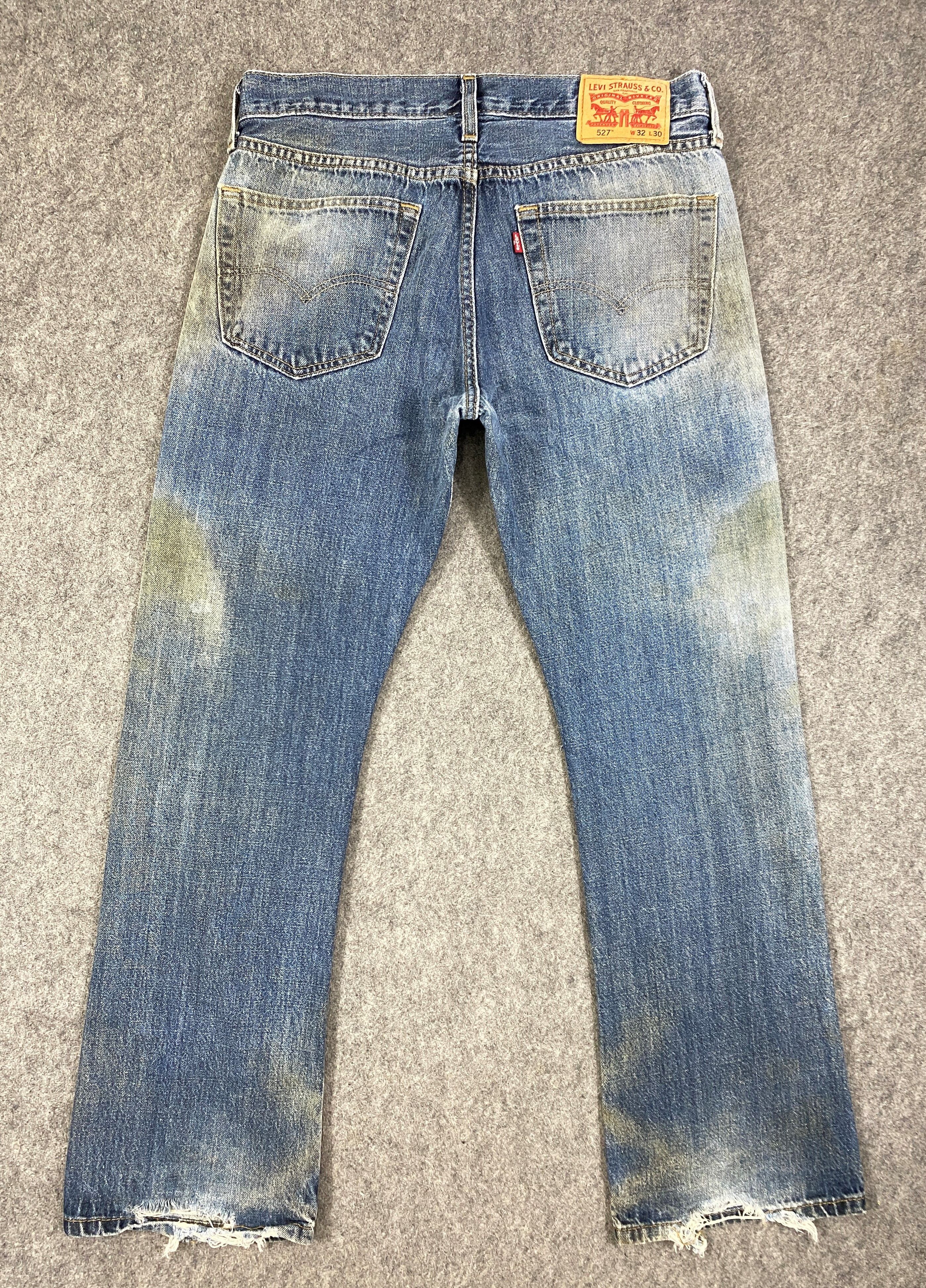 Japanese Brand Dirty Faded Blue Vintage Levis 527 Flare Jeans 33x29 -JN3206 Size US 33 - 2 Thumbnail
