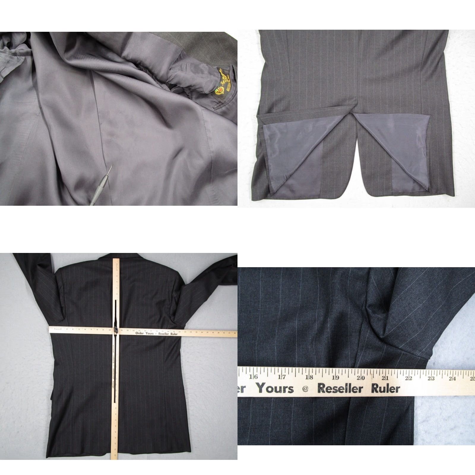 Vintage Hickey Freeman Mens 42 Long Gray Striped 2 Button Wool Suit Jacket Size 42R - 8 Thumbnail