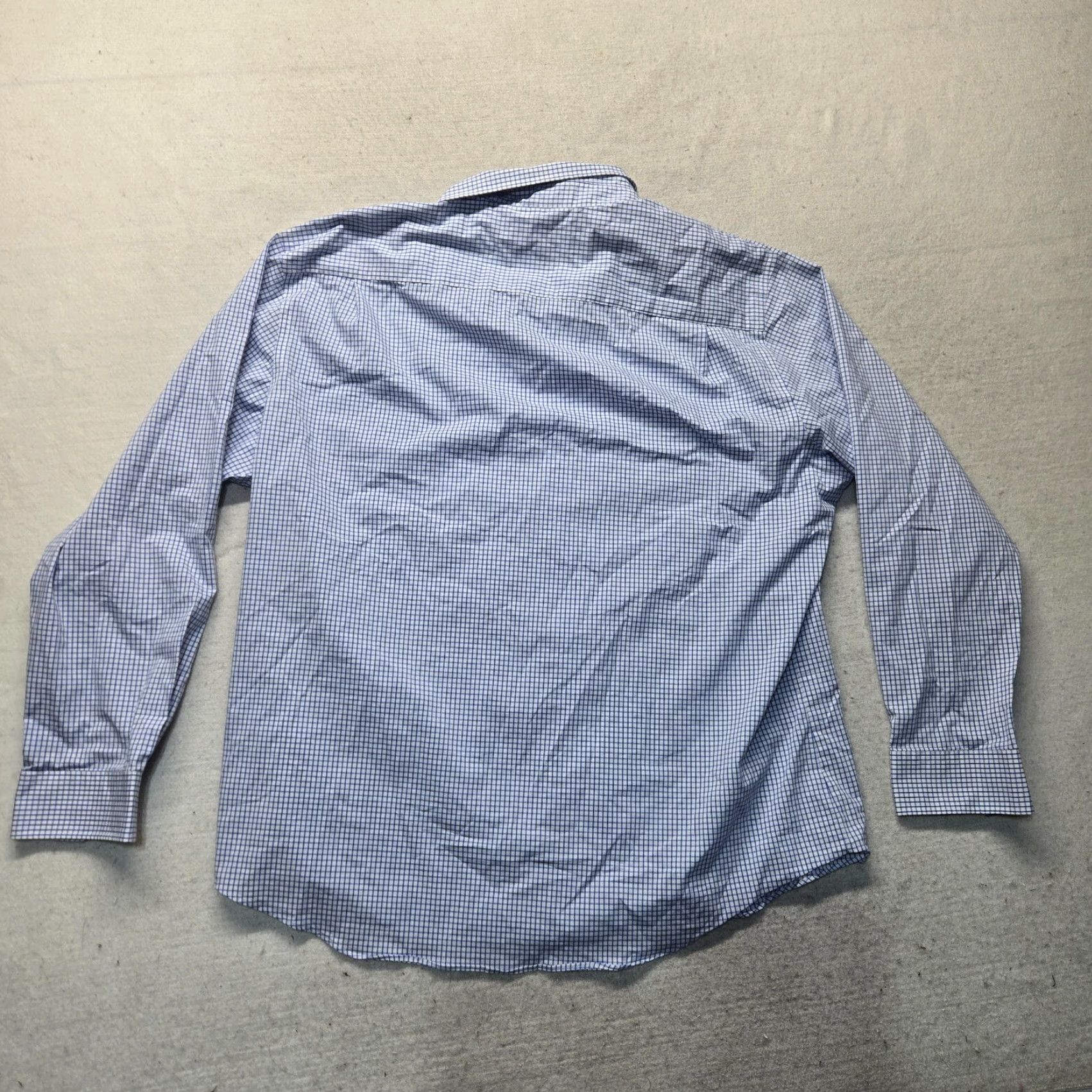 Van Heusen VanHeusen Shirt Men 2XL Blue Plaid Button-Down Long Sleeve Cotton Blend Regular Fit Size US XXL / EU 58 / 5 - 7 Thumbnail