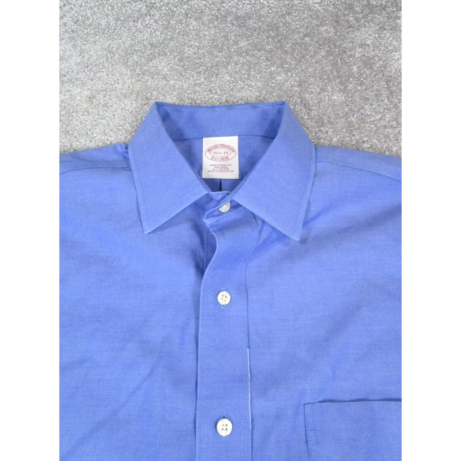 Brooks Brothers Brooks Brothers Dress Shirt 15.5 Blue Cotton Button Up Mens Size 40R - 2 Thumbnail