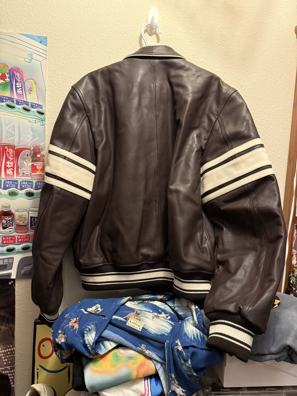 ジャケット・アウター Stussy WALES BONNER LEATHER VARSITY