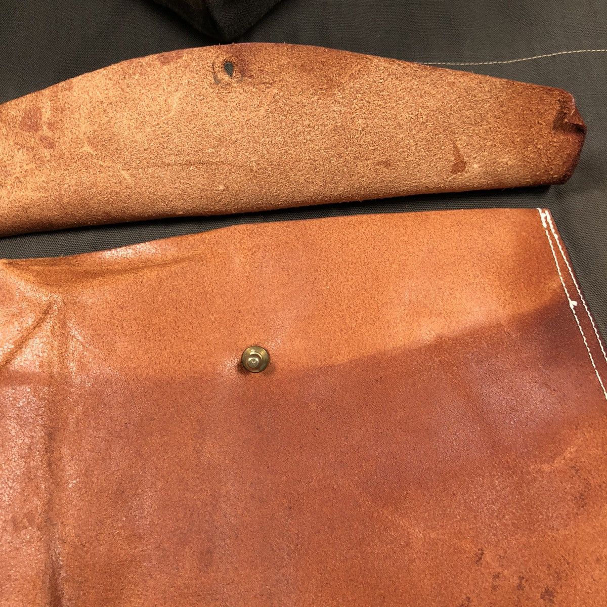 Japanese Brand × Vintage Sun Faded Unknown Smock Cotton Canvas With Leather Pocket Size US S / EU 44-46 / 1 - 7 Thumbnail