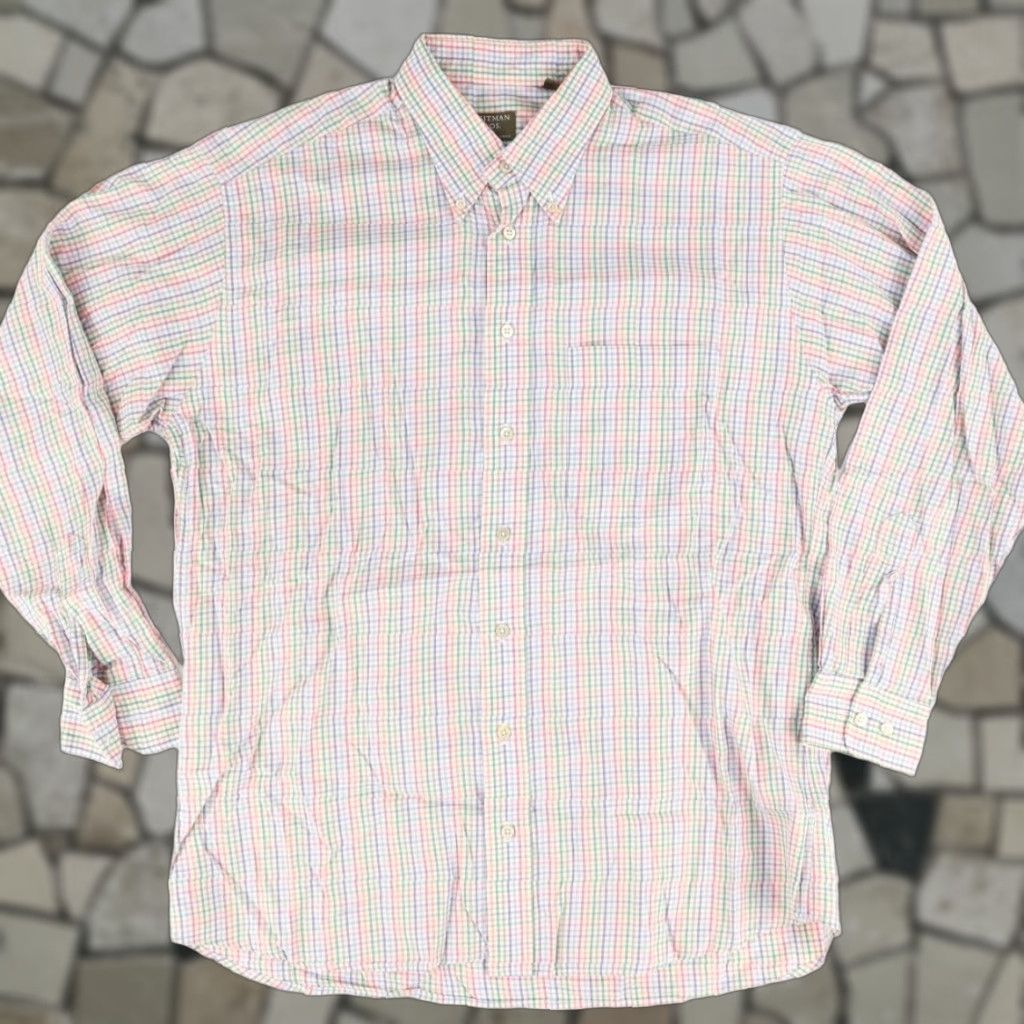 Vintage Gitman Bros. Cotton Striped Long Sleeve Button Down Shirt White Men's L Size US L / EU 52-54 / 3 - 1 Thumbnail
