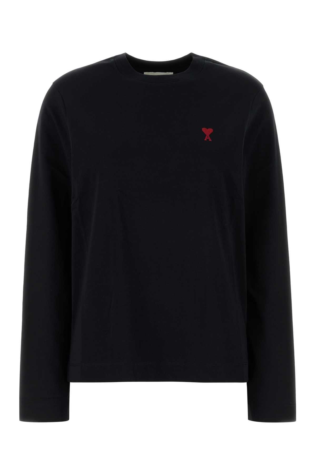 AMI Black Cotton T-Shirt Size XS / US 0-2 / IT 36-38 - 1 Thumbnail