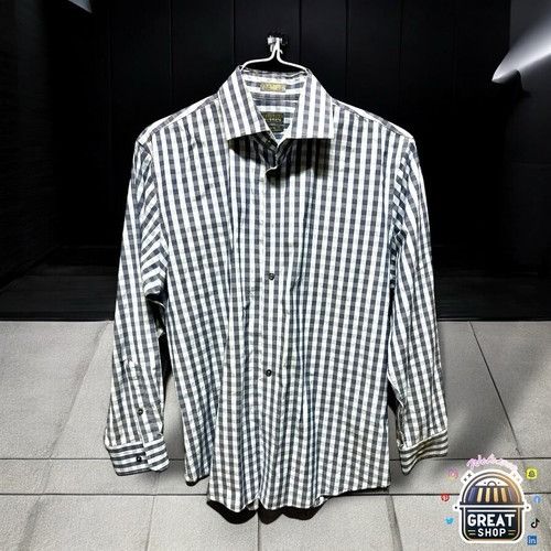 Calibrate CALIBRATE 16 Black White Gingham Trim Fit Long Sleeve Dress Size US L / EU 52-54 / 3 - 1 Thumbnail