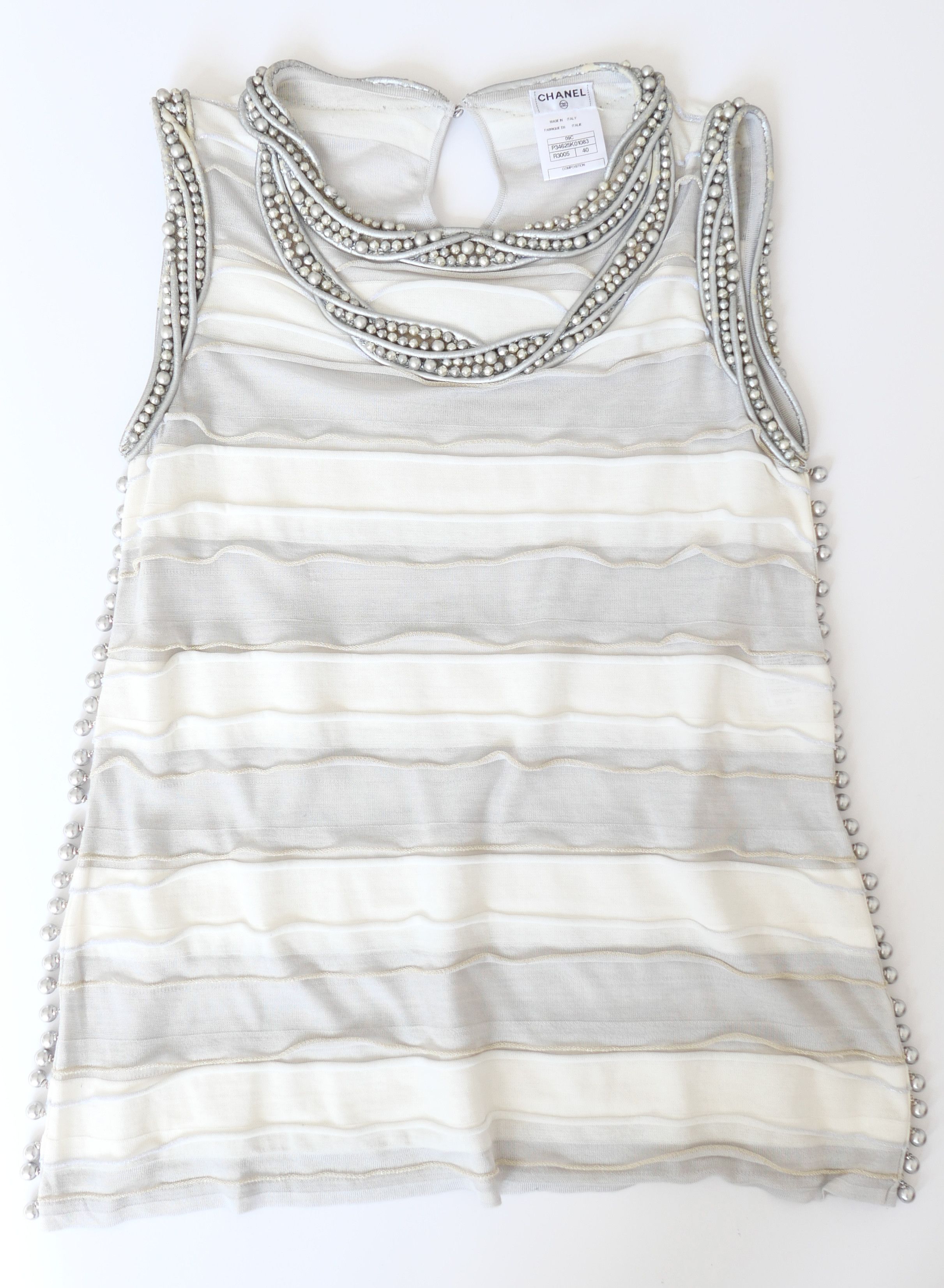 Chanel Chanel Cruise 2009 Pearl & Leather Trim Top Size M / US 6-8 / IT 42-44 - 1 Thumbnail