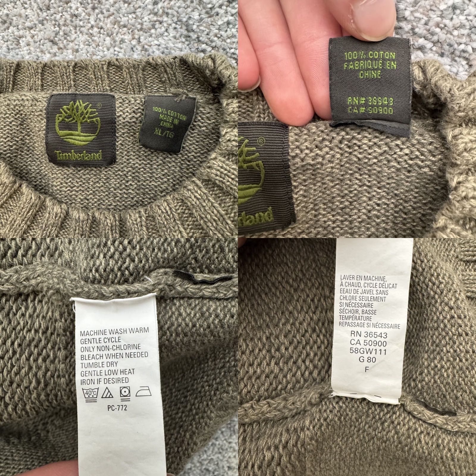 Timberland Timberland Sweater Mens XL Green Olive Knit Pullover Crewneck Cotton Outdoors Size US XL / EU 56 / 4 - 8 Thumbnail