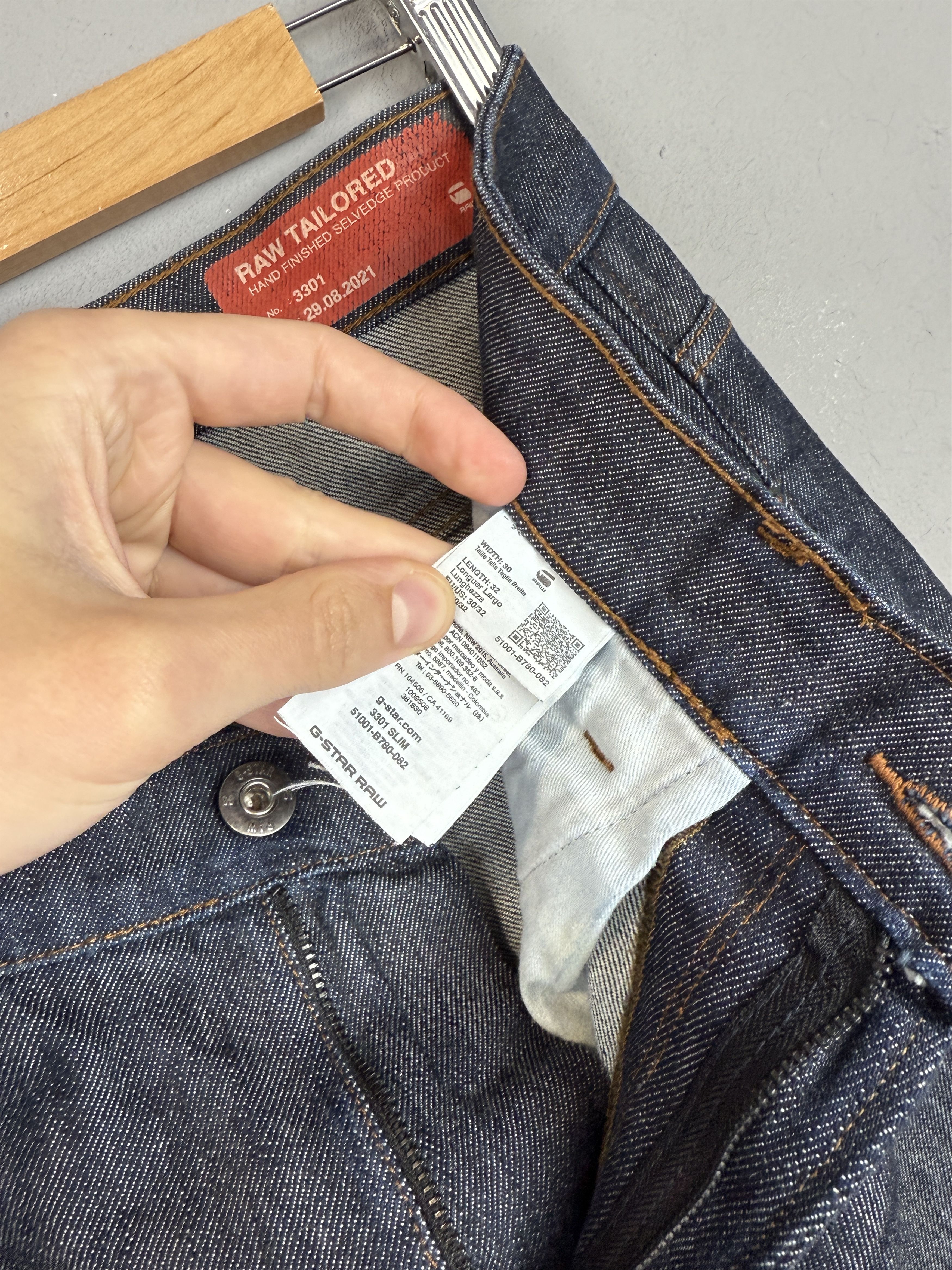 G-Star G-Star Raw 3301 Slim Jeans Selvedge Denim Tailored Blue Size US 30 / EU 46 - 11 Thumbnail