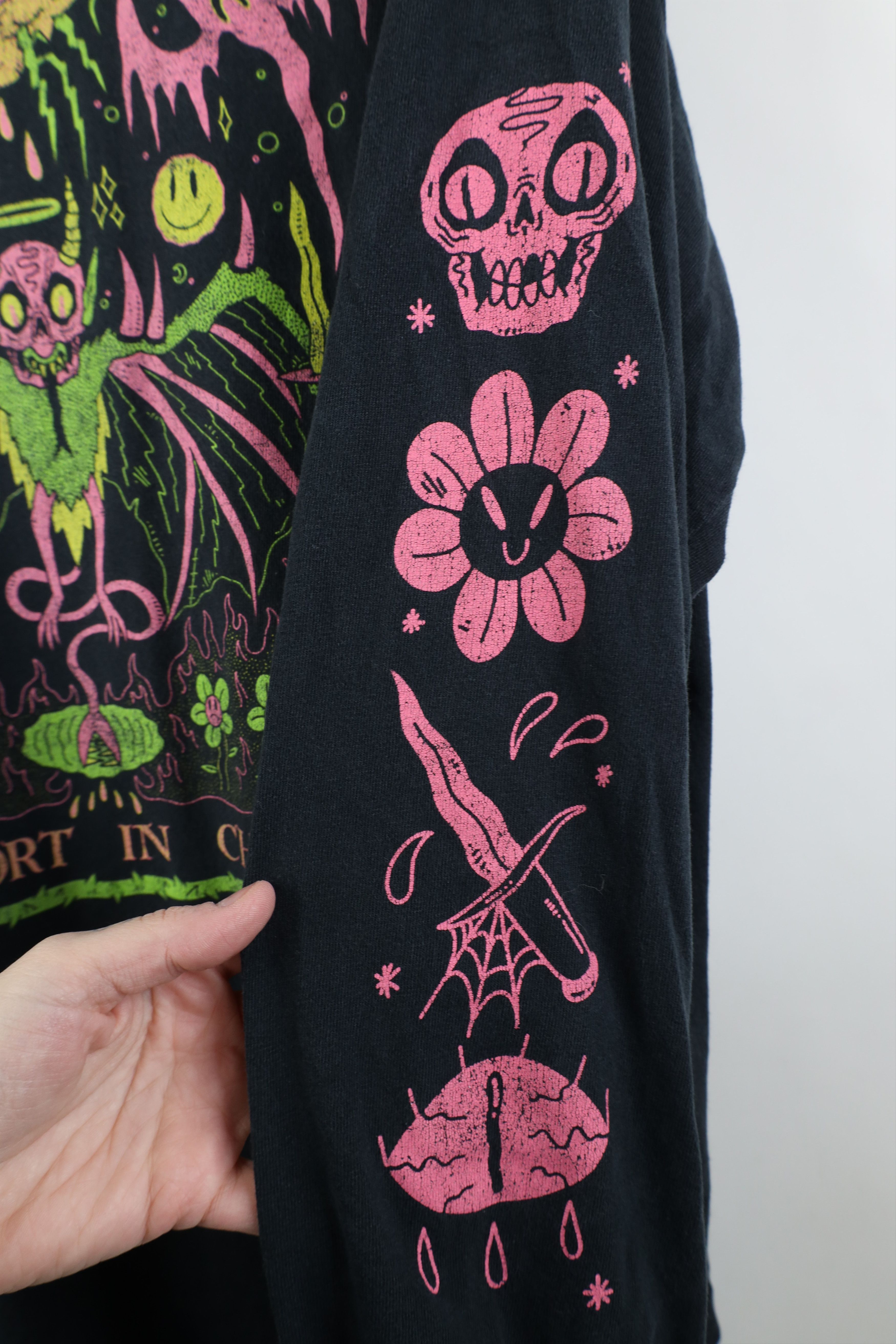 Vintage Y2K Streetwear Skull Flower Fire Flames Long Sleeve T-Shirt Size US XL / EU 56 / 4 - 4 Thumbnail