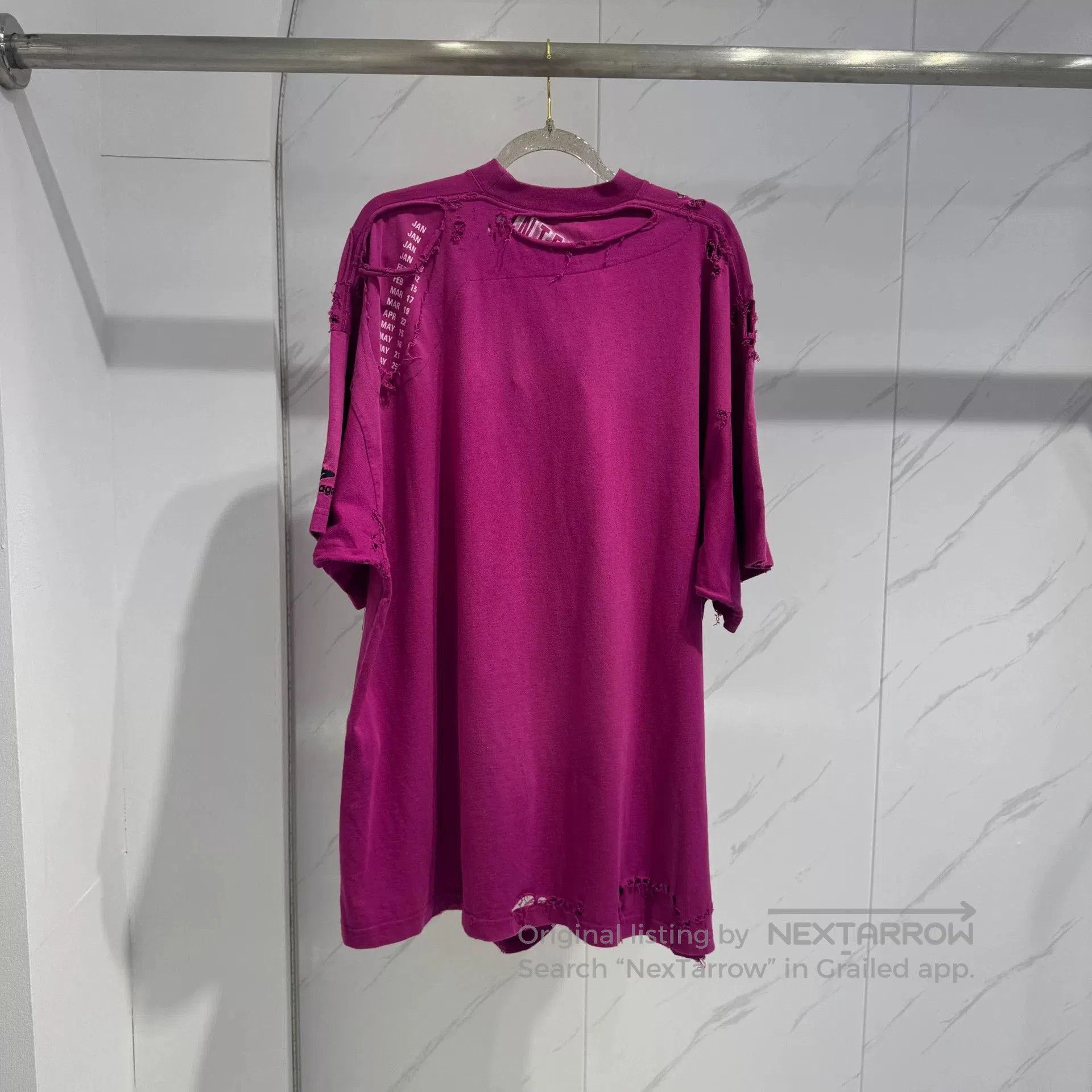 Japanese Brand Balenciaga Distressed Hole Sleeve Tee. Size US L / EU 52-54 / 3 - 2 Thumbnail
