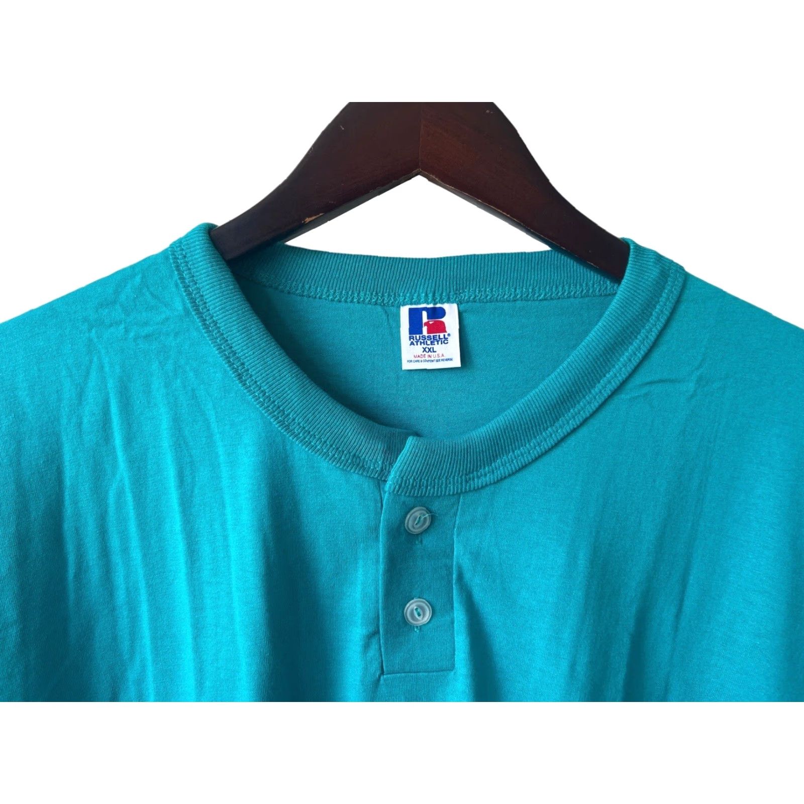 Russell Athletic VINTAGE Russell Athletic Henley Shirt Mens 2XL Blue 90s USA Made Deadstock NWOT Counterpart: T-Shirt Size US XXL / EU 58 / 5 - 2 Thumbnail