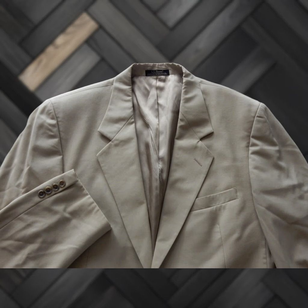 Vintage VINTAGE L.L. Bean Blazer Sport Coat Blazer Men 44T 44 Tall Beige Wool 2 Button 1 Piece Mint Mens Size 44R - 1 Thumbnail