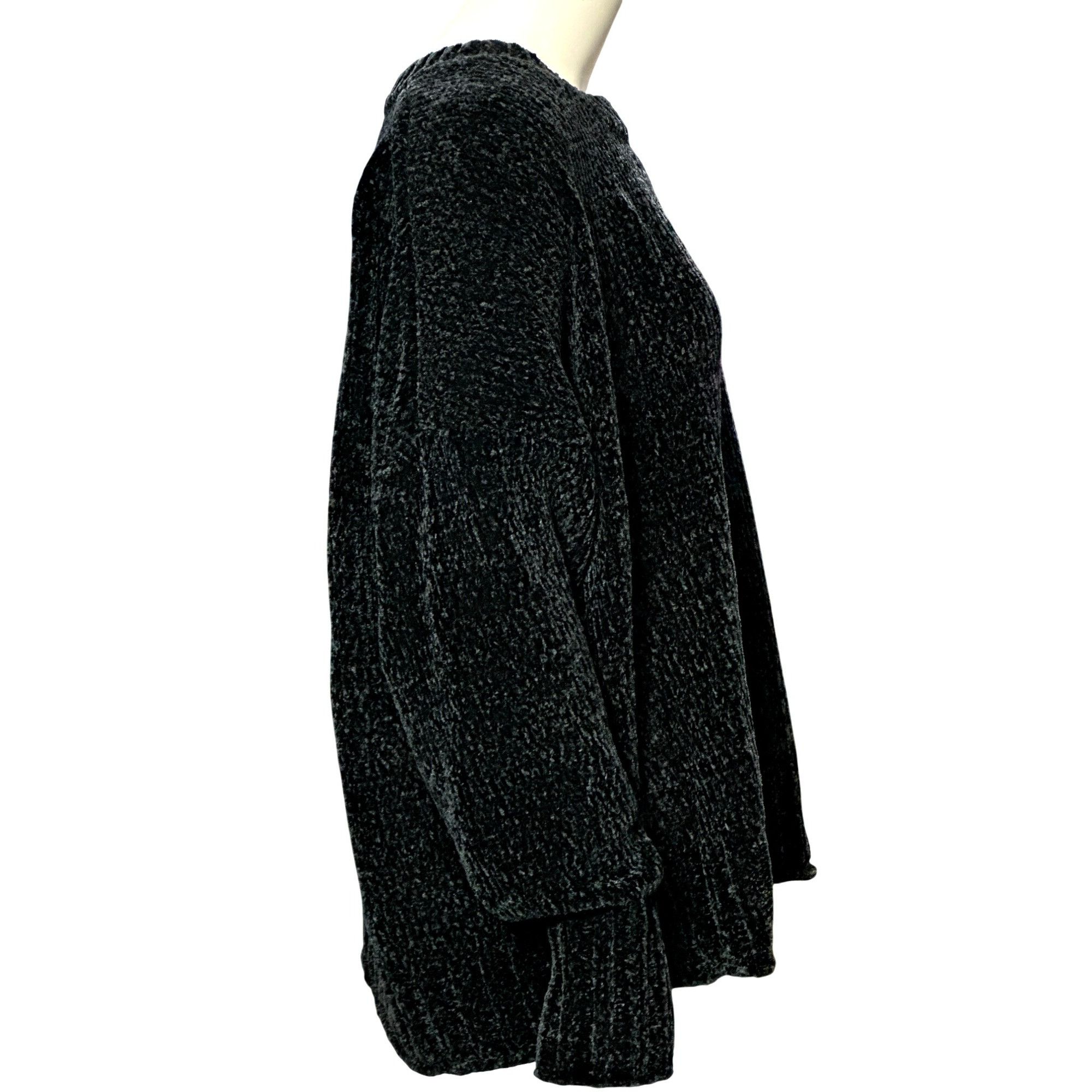 Seven 7 Seven7 Black Chenille Knit Sweater Soft Plush Crewneck Long Size XL / US 12-14 / IT 48-50 - 4 Thumbnail