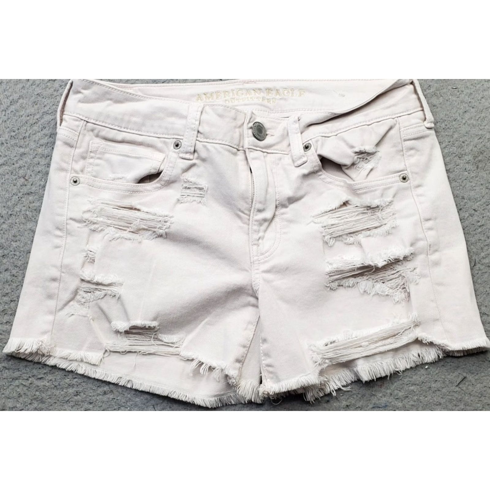 American Eagle Outfitters VINTAGE American Eagle Shorts Womens Size 6 Pink Denim Distressed Frayed Hem Cut-Off Size 30" / US 8 / IT 44 - 2 Thumbnail