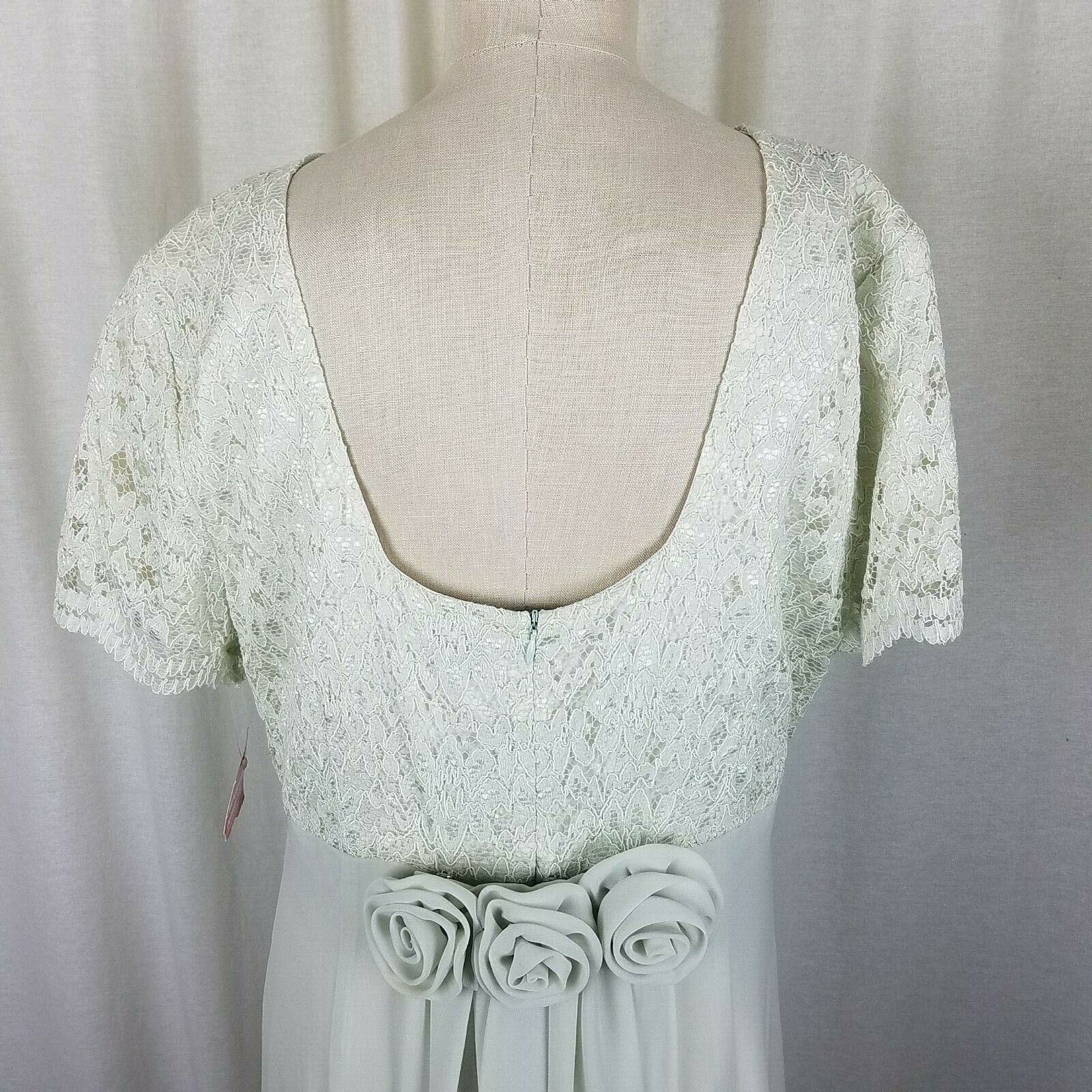 Vintage Vtg Lanz of Salsburg Lace Formal Maxi Prom Dress 14 Seafoam Size XL / US 12-14 / IT 48-50 - 4 Thumbnail