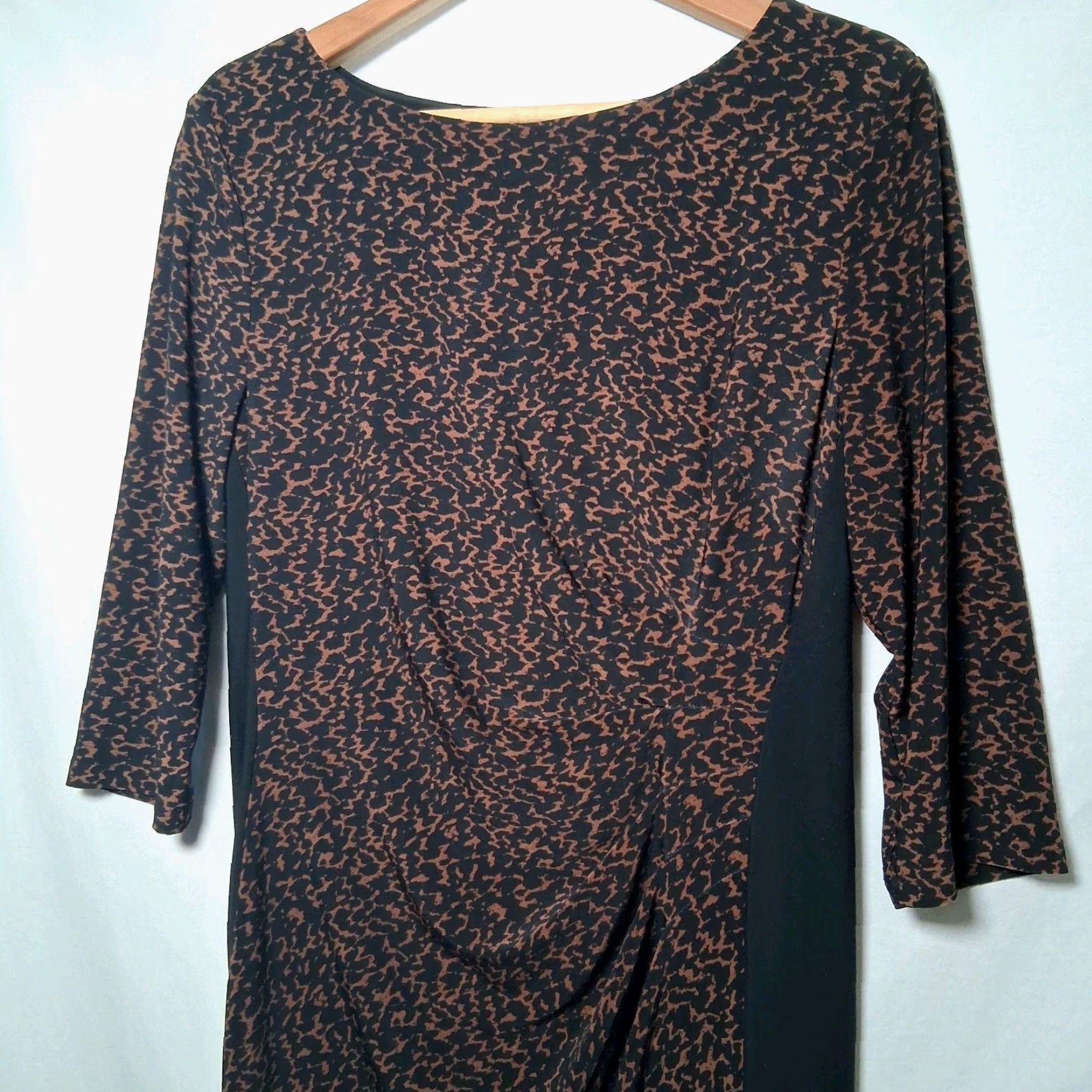 Ralph Lauren VINTAGE Lauren Ralph Lauren Dress BODYCON Petite 16P Brown Black Knee Length 3/4 Sleeve Boat Neck Pullover Lined Womens Size XXL / US 16-18 / IT 52-54 - 6 Thumbnail