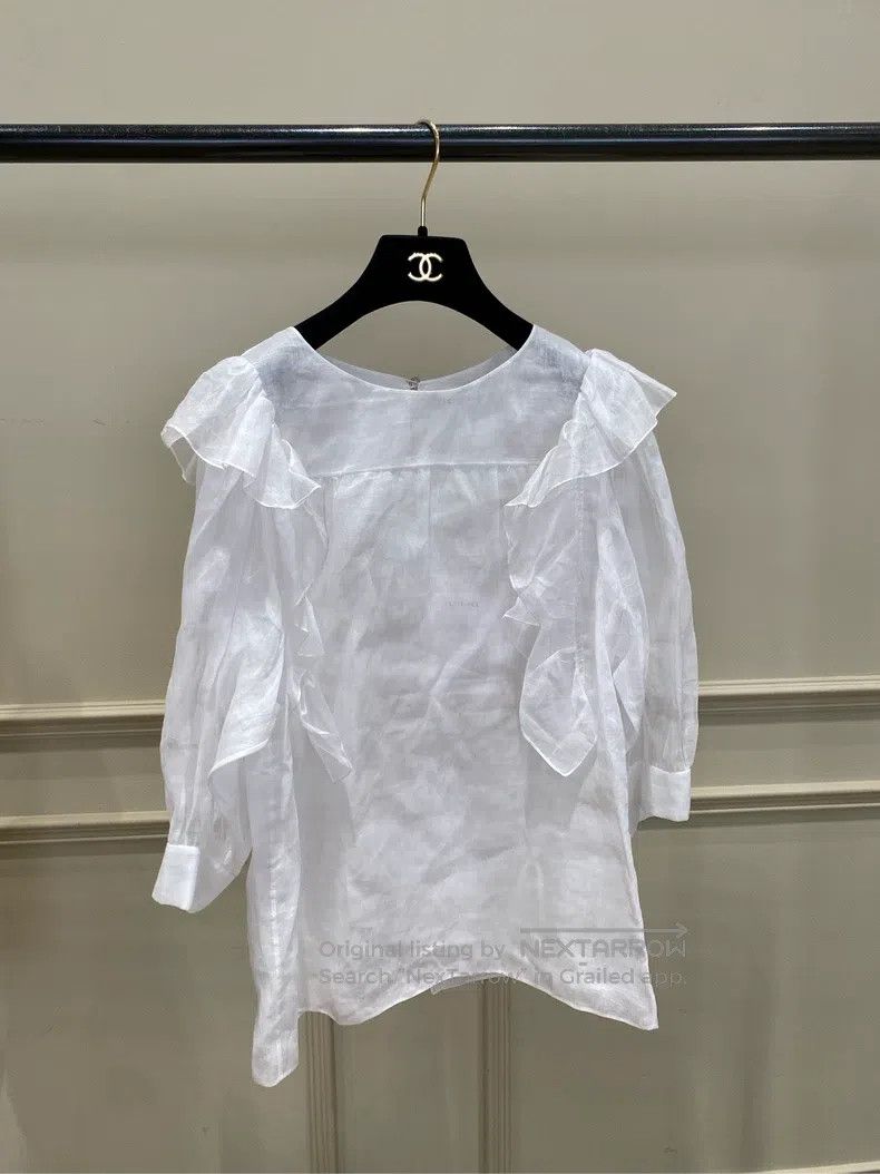 Chanel Chanel 23b white medium-sleeved ruffled shirt Size XS / US 0-2 / IT 36-38 - 1 Thumbnail