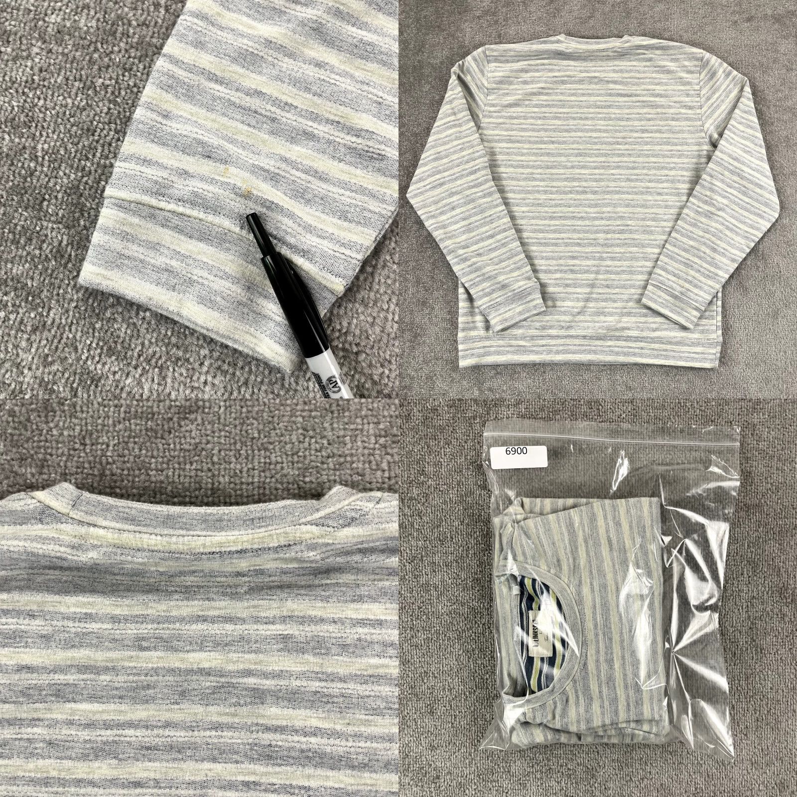 Vintage LINKSOUL Pullover Mens Large Gray Blue Reverse Stripe Golf Sweater Tempus Fugit Size US L / EU 52-54 / 3 - 8 Thumbnail