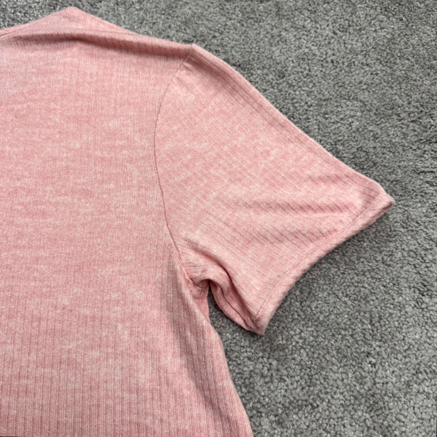 Jockey Jockey T-Shirt Womens Medium Pink Short Sleeve Ribbed Knit V-Neck Tee Size M / US 6-8 / IT 42-44 - 3 Thumbnail