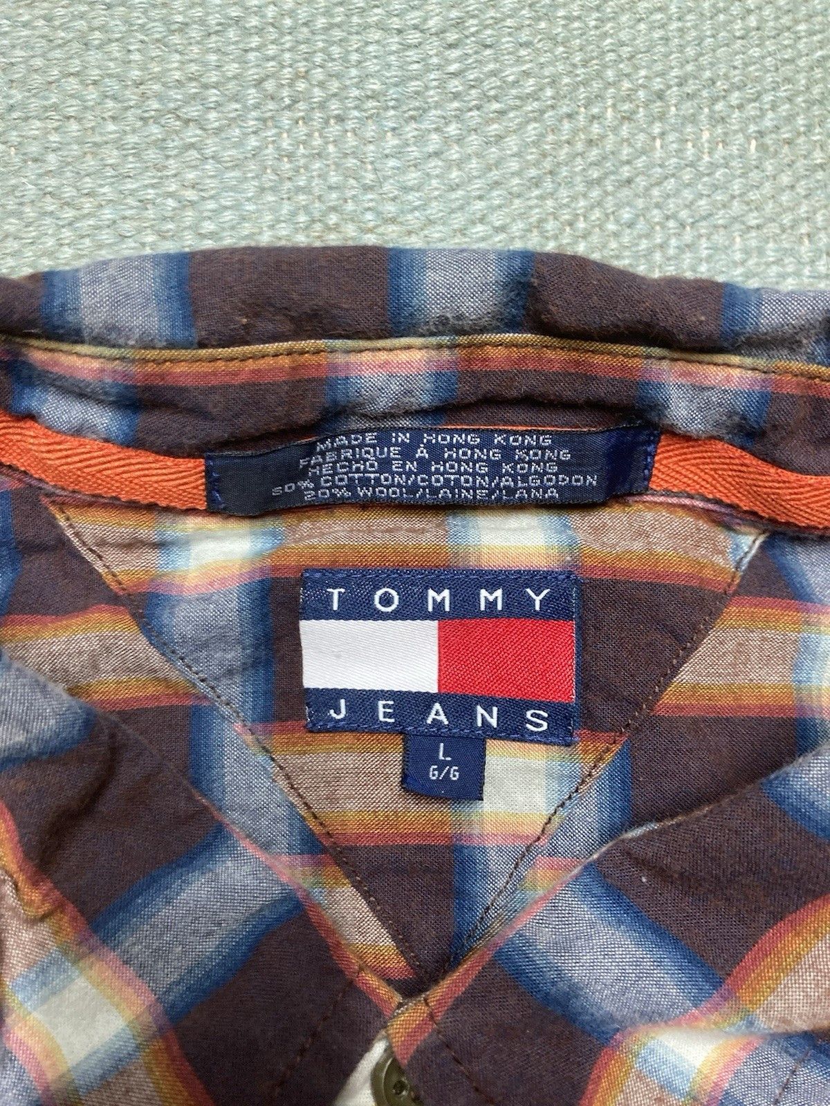 Tommy Hilfiger × Vintage Tommy Hilfiger button shirt pullover shadow plaid mens large Size US L / EU 52-54 / 3 - 4 Thumbnail