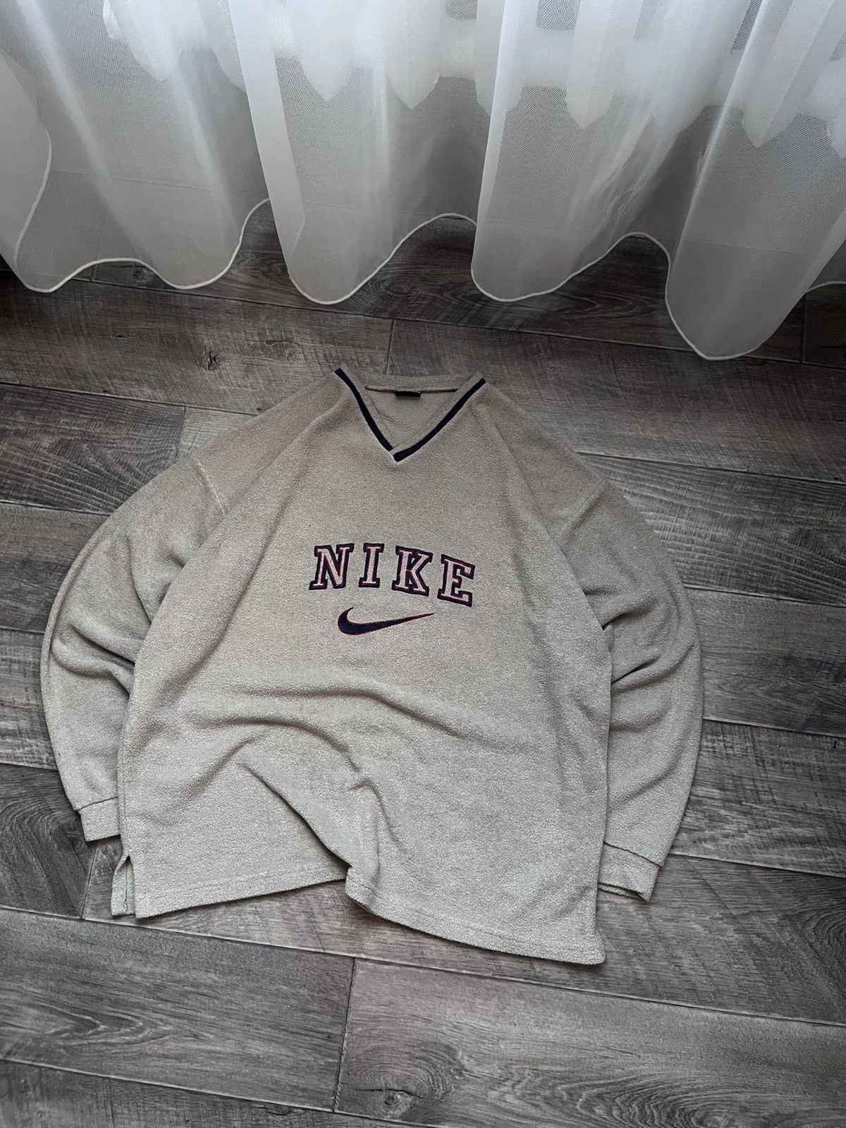 Nike Vintage Nike Sweatshirt Big Logo Swoosh Rare Beige Size US XL / EU 56 / 4 - 2 Thumbnail
