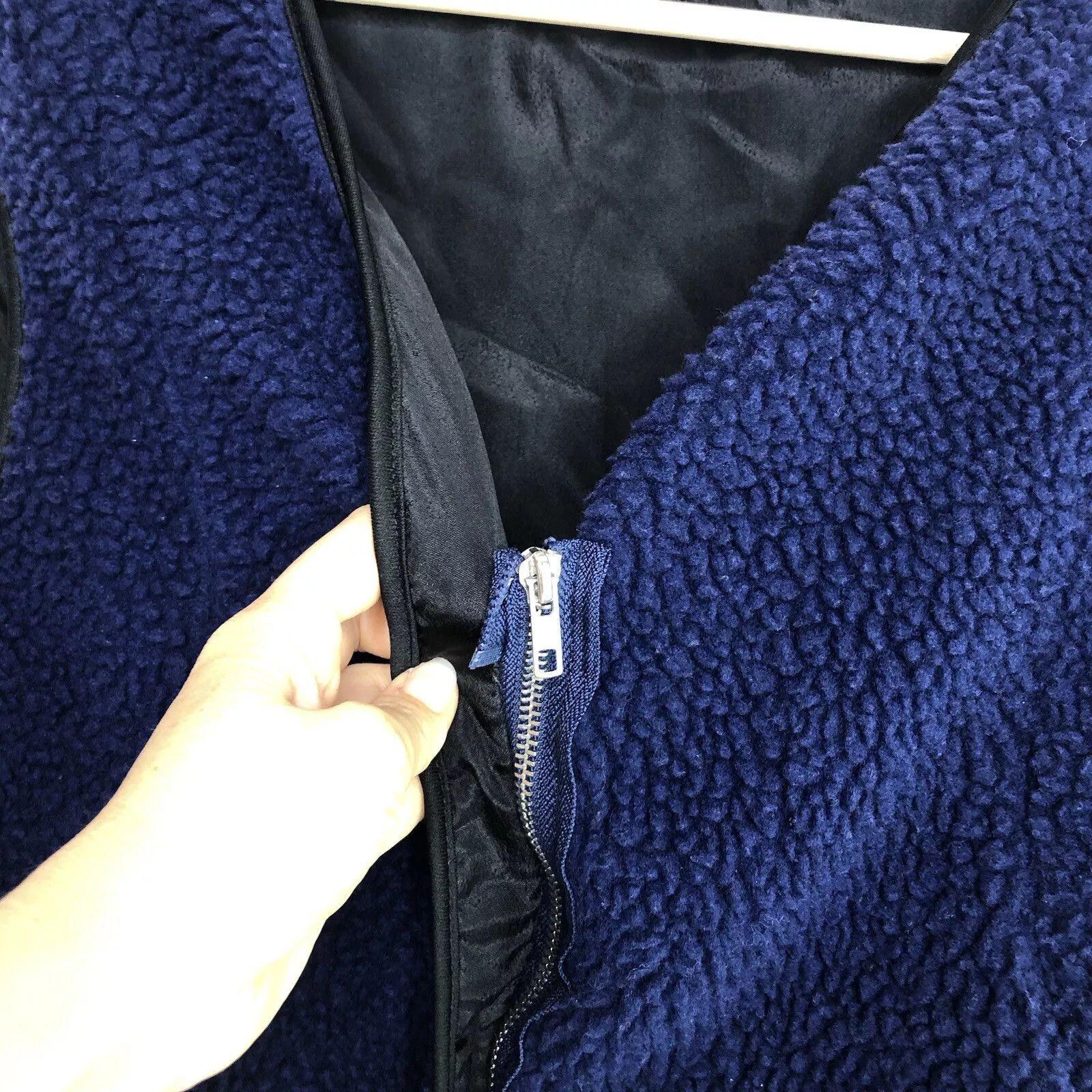 Other Happy Smile Navy Blue Fleece Vest Jacket 2XL Full Zip V Neck Size XXL / US 16-18 / IT 52-54 - 5 Thumbnail