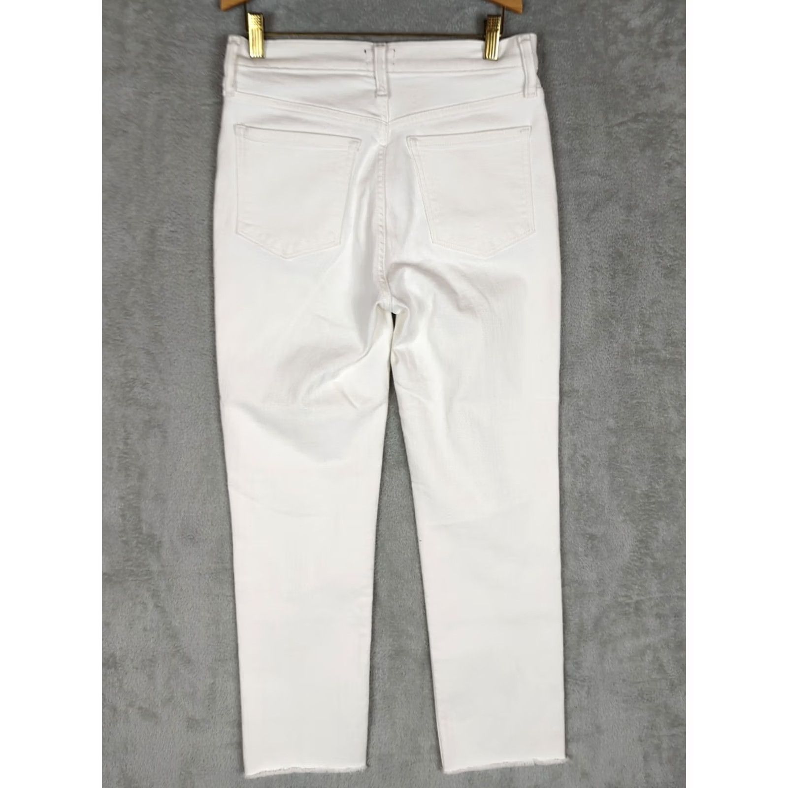 J.Crew J.CREW White Denim High Rise Straight Jeans 27 Regular Fit 5-Pocket Nautical Beach Spring Summer Button Fly Raw Hem Bottoms Womens Size 27" / US 4 / IT 40 - 2 Thumbnail