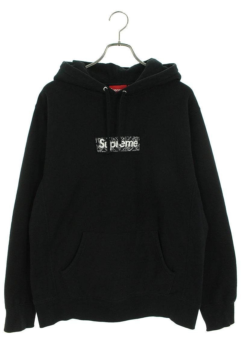 Supreme Supreme black bandana paisley box logo hoodie sweatshirt