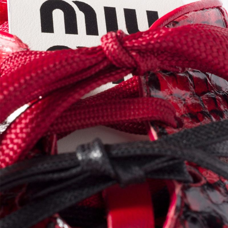 Miu Miu o1B3y1r0526 Gymnasium Technical Fabric Python-Print Sneakers Size US 11 / IT 41 - 4 Thumbnail