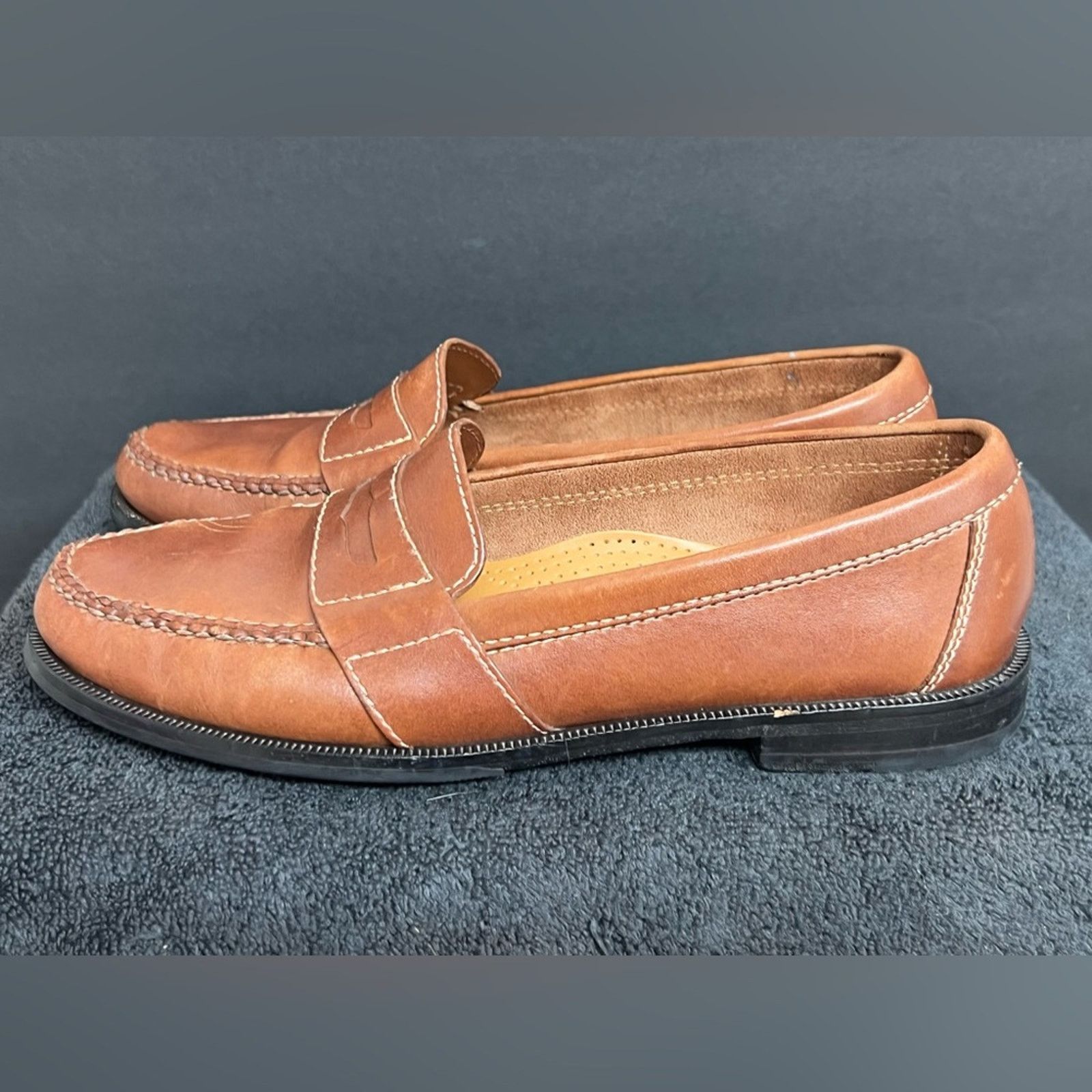 Cole Haan Cole Haan 01462 Saddle Tan Moc Toe Strap Penny Loafers Men's Size US 10 / EU 43 - 2 Thumbnail