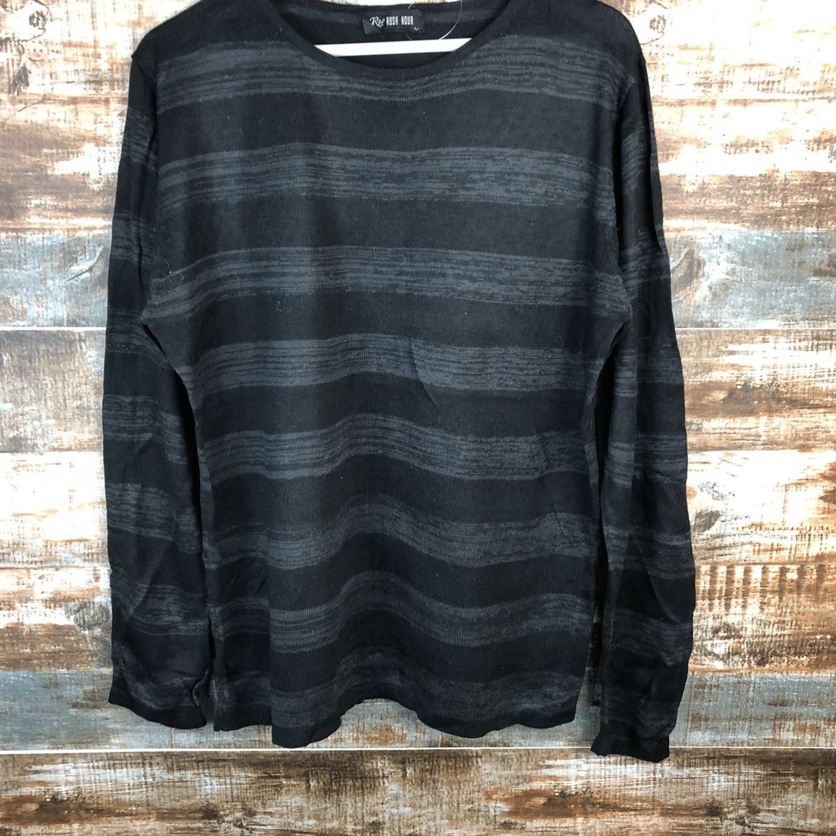 Japanese Brand Rush Hour Stripe Black knitwear long sleeve #A1595 Size US L / EU 52-54 / 3 - 3 Thumbnail