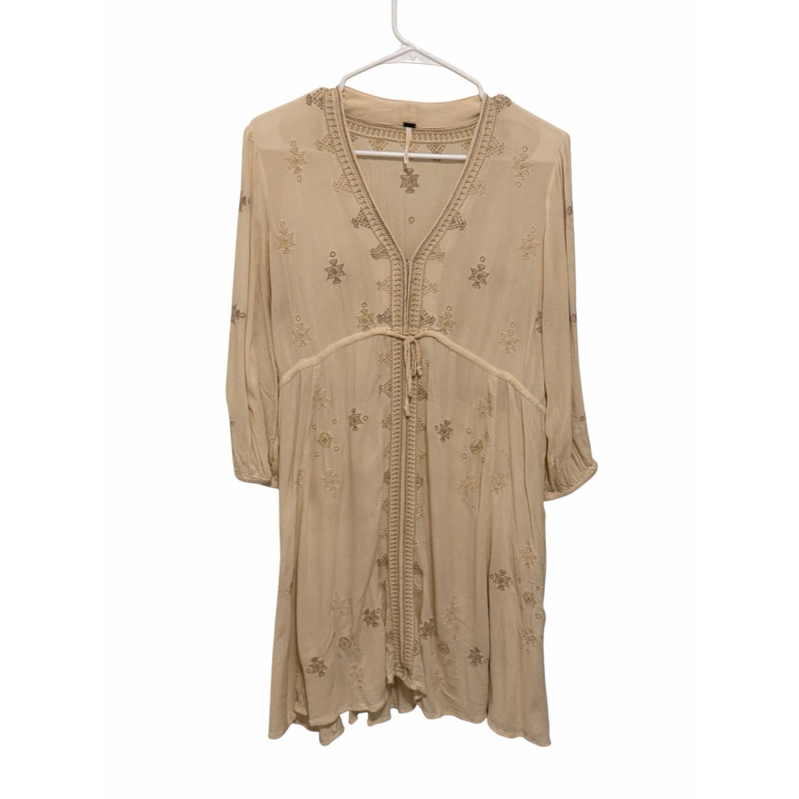 Free People Free People Star Gazer Embroidered Long Sleeve V-Neck Dress Size S / US 4 / IT 40 - 1 Thumbnail