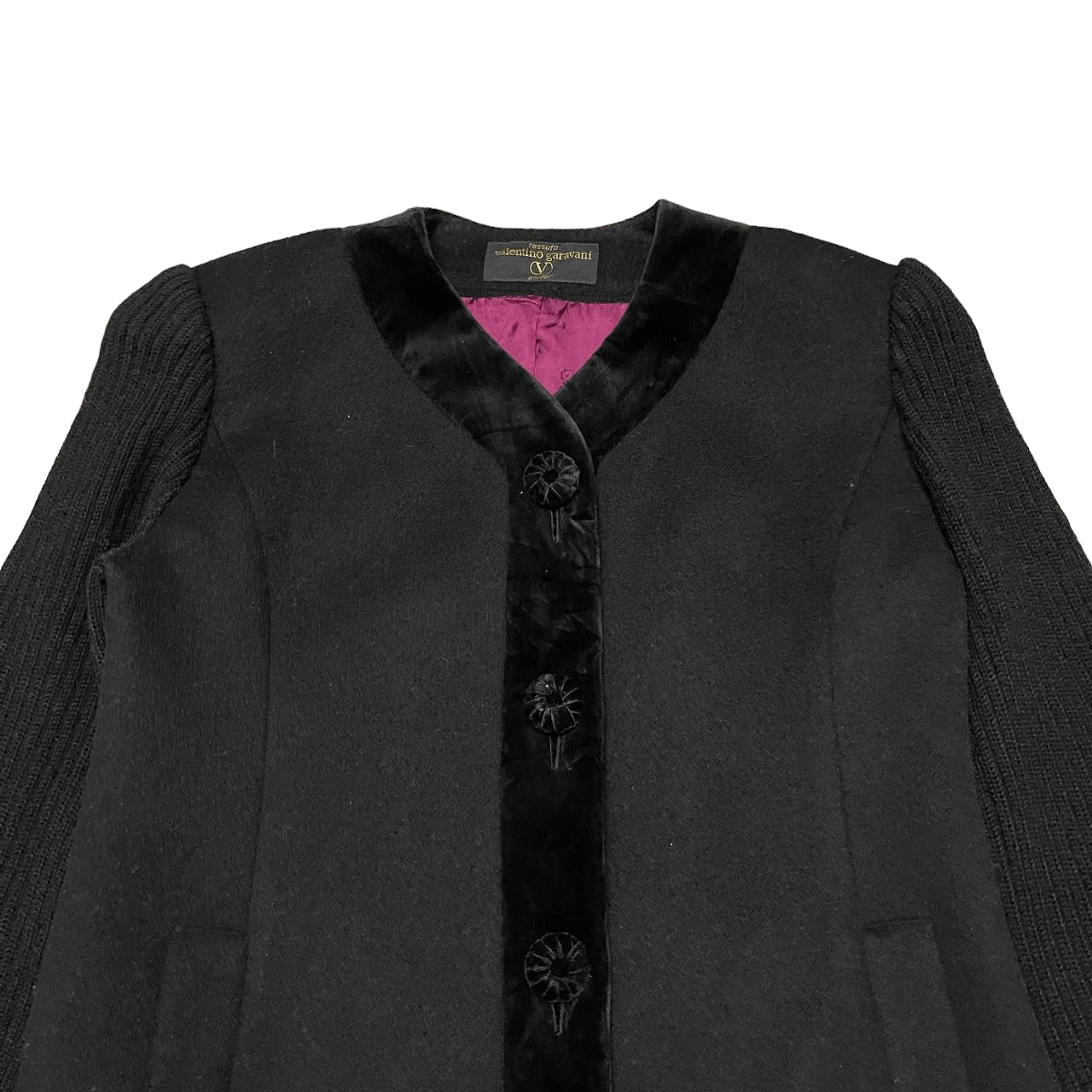 Valentino Valentino Garavani Tessuto Atelier Wool Coat Knitted Sleeve Size M / US 6-8 / IT 42-44 - 3 Thumbnail